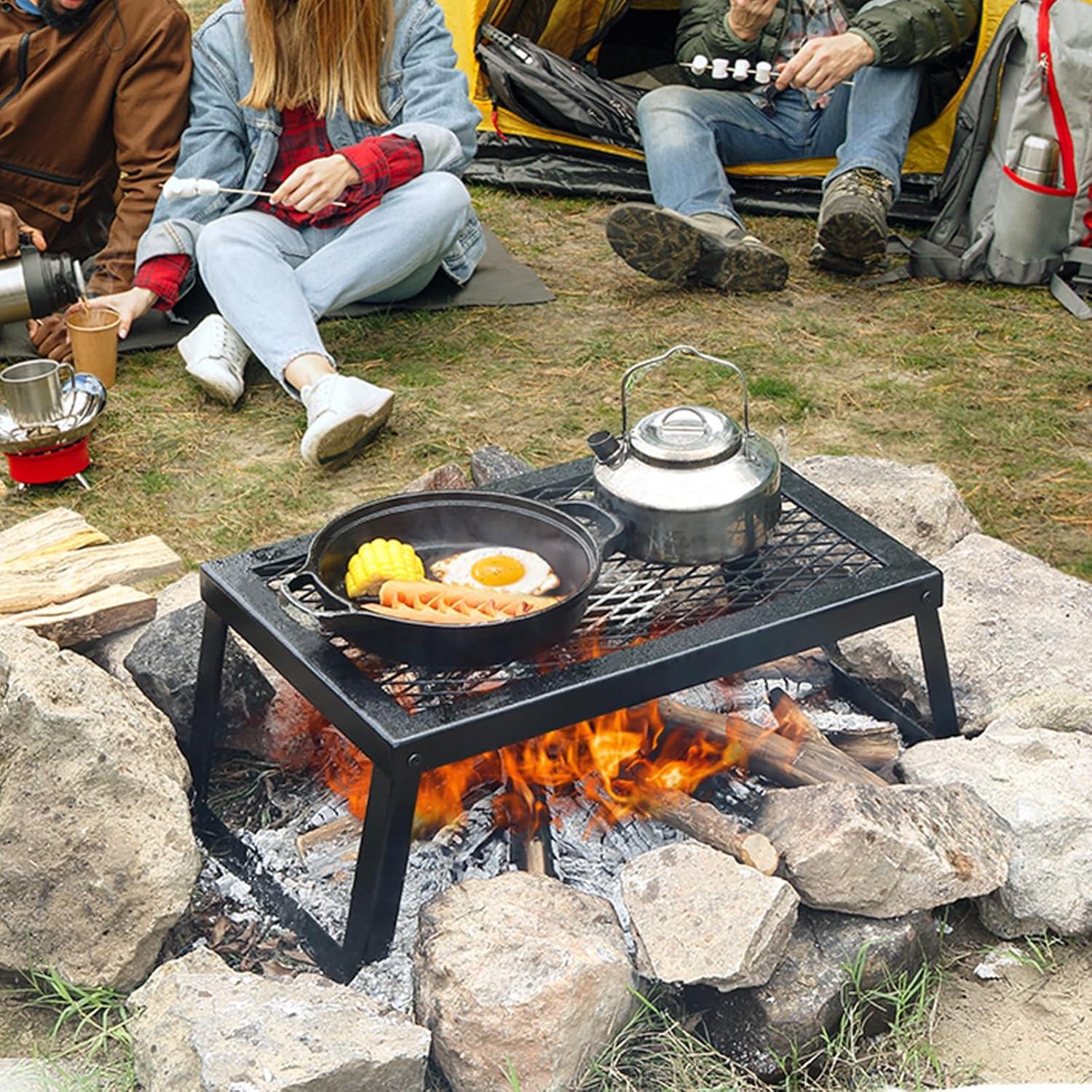imageVEVOR Folding Campfire Grill Heavy Duty Steel Mesh Grate 224quot Portable Camping Grates Over Fire Pit Camp Fire Cooking Equipment with Legs Carrying Bag Grilling Rack for Outdoor Open Flame Cooking181212 inch