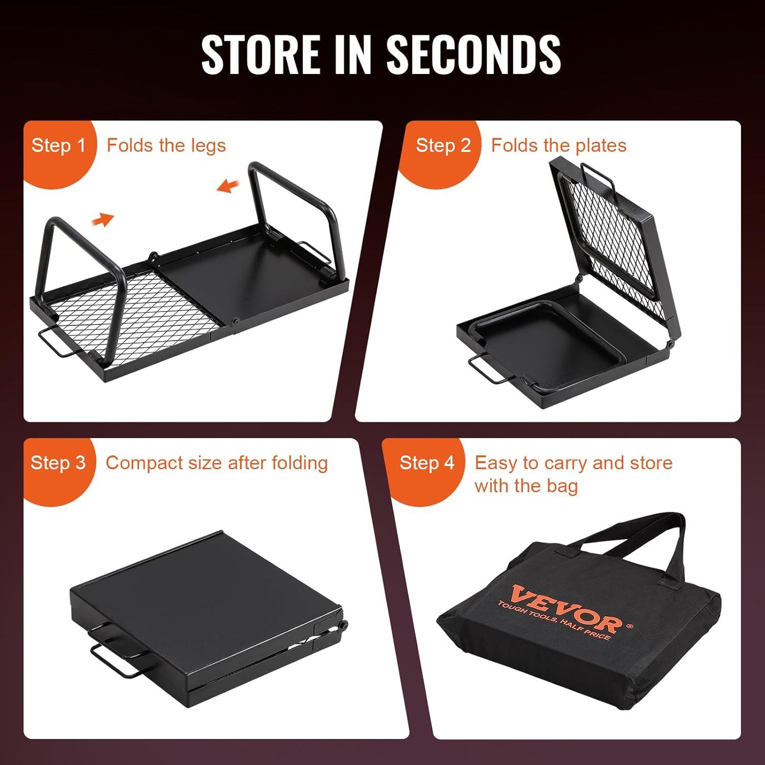 imageVEVOR Folding Campfire Grill Heavy Duty Steel Mesh Grate 224quot Portable Camping Grates Over Fire Pit Camp Fire Cooking Equipment with Legs Carrying Bag Grilling Rack for Outdoor Open Flame Cooking22411 inch