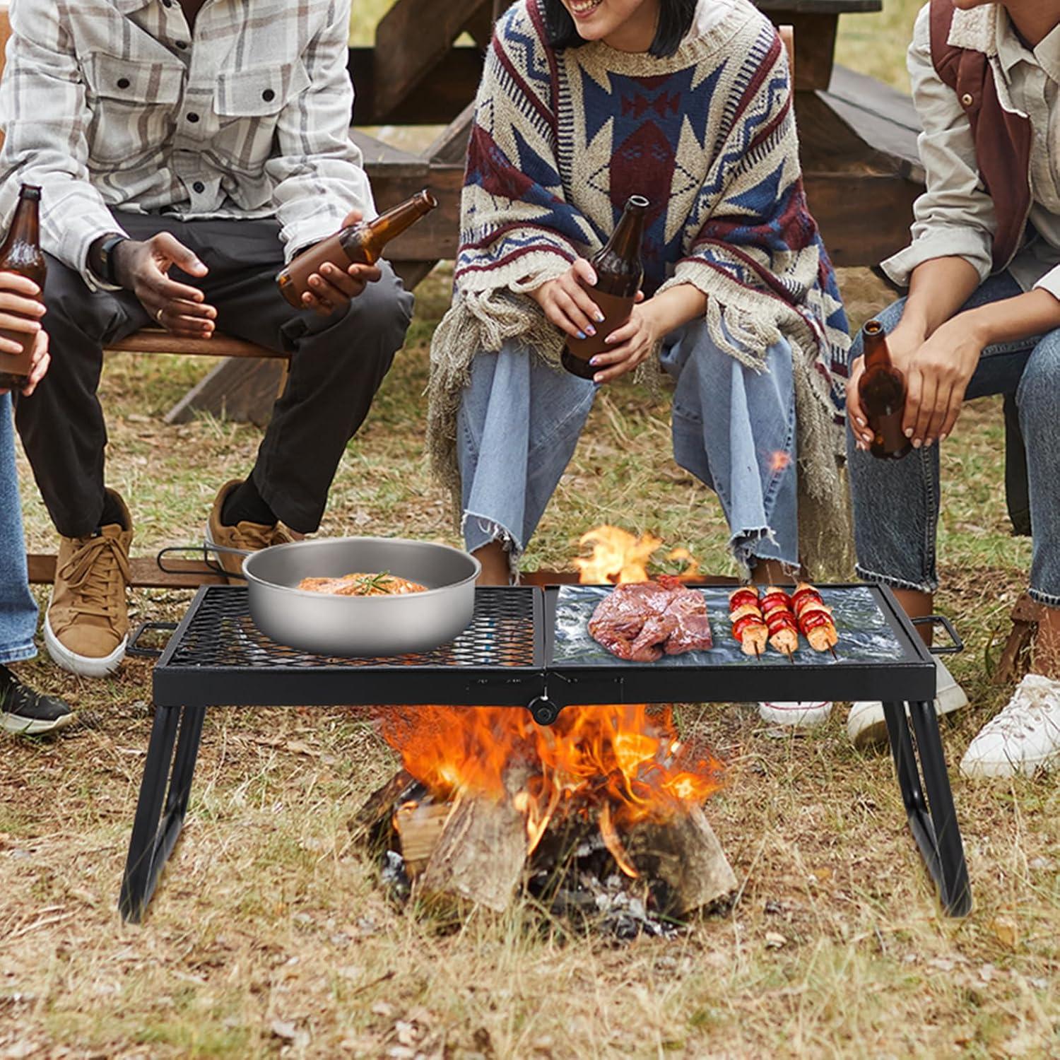 imageVEVOR Folding Campfire Grill Heavy Duty Steel Mesh Grate 224quot Portable Camping Grates Over Fire Pit Camp Fire Cooking Equipment with Legs Carrying Bag Grilling Rack for Outdoor Open Flame Cooking22411 inch