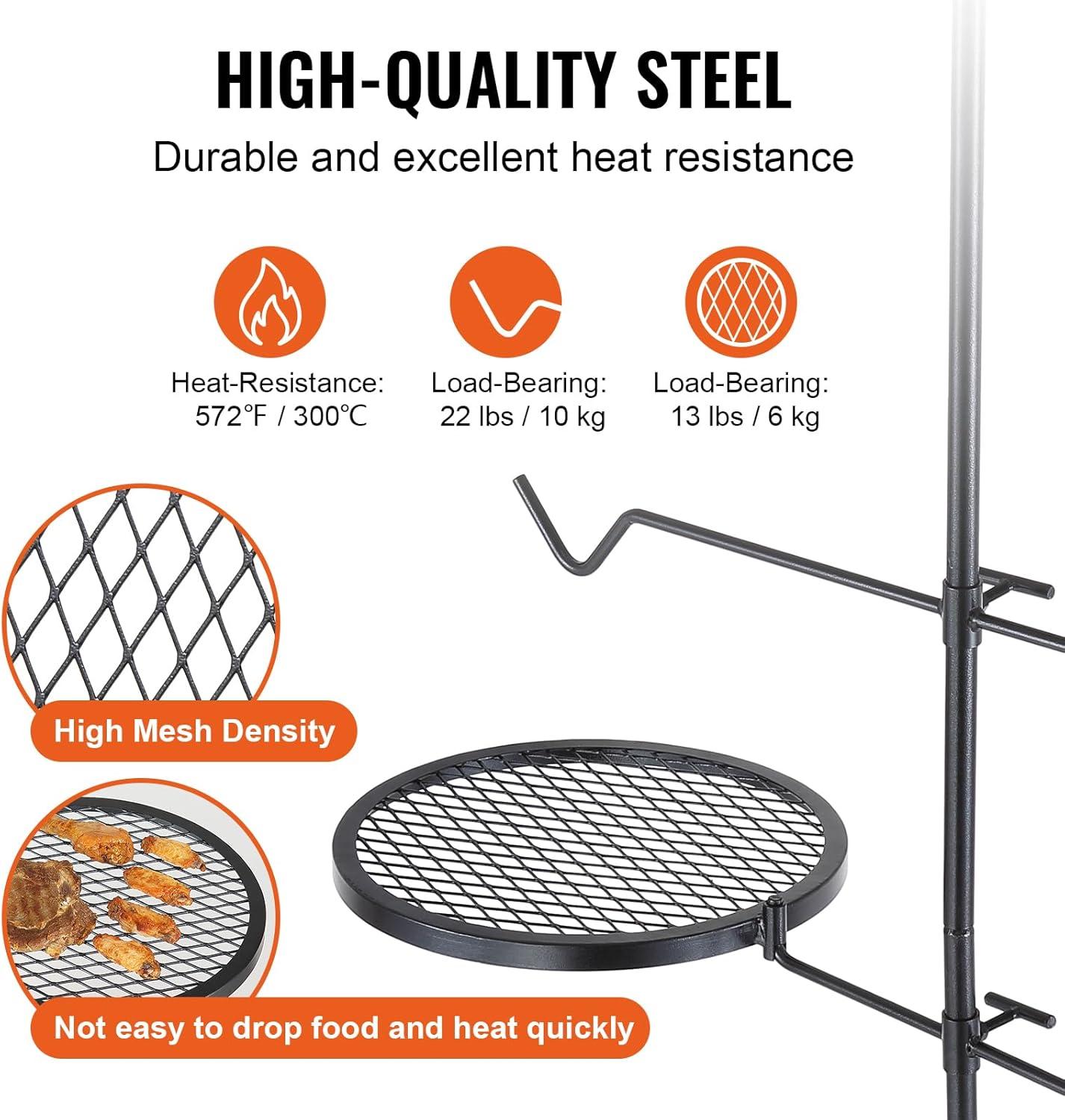 imageVEVOR Folding Campfire Grill Heavy Duty Steel Mesh Grate 224quot Portable Camping Grates Over Fire Pit Camp Fire Cooking Equipment with Legs Carrying Bag Grilling Rack for Outdoor Open Flame Cooking1414 inch
