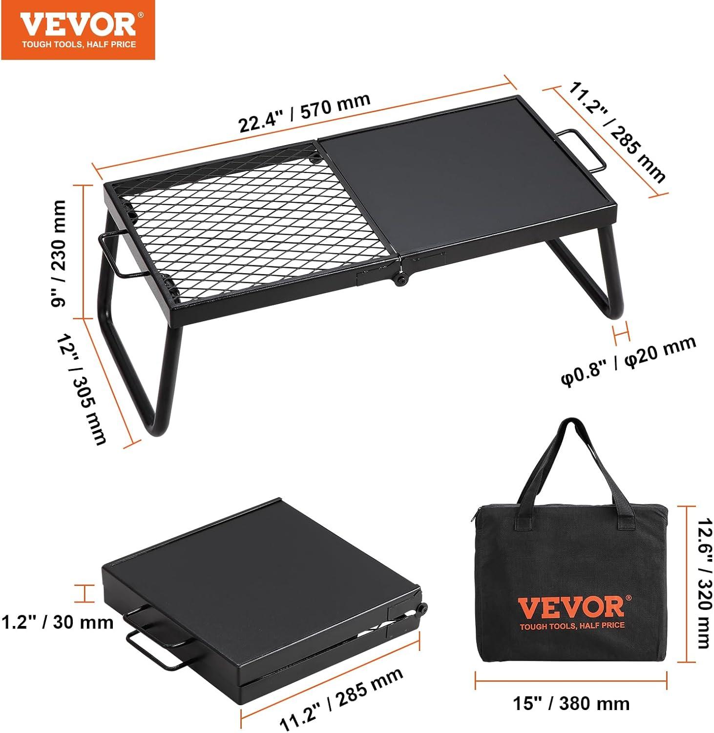 imageVEVOR Folding Campfire Grill Heavy Duty Steel Mesh Grate 224quot Portable Camping Grates Over Fire Pit Camp Fire Cooking Equipment with Legs Carrying Bag Grilling Rack for Outdoor Open Flame Cooking22411 inch