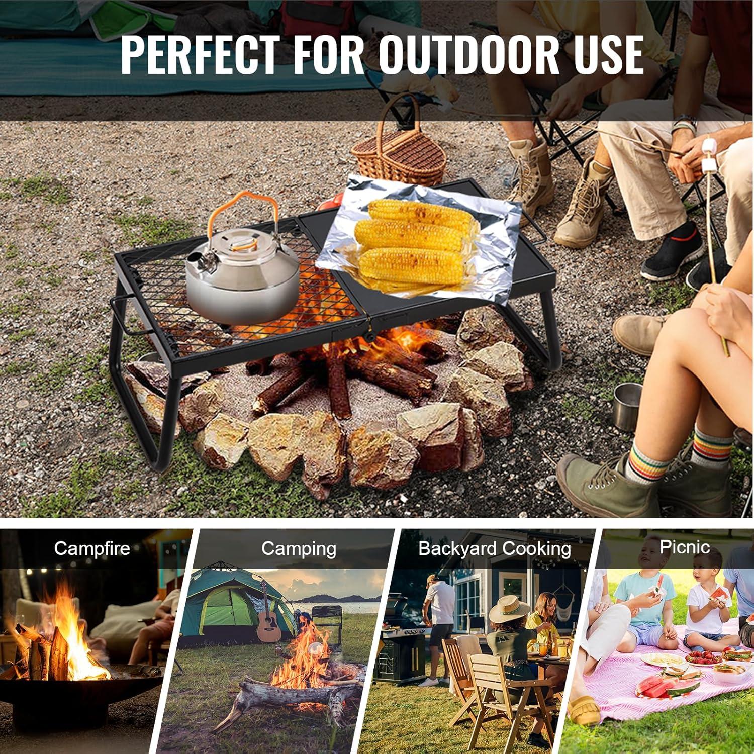 imageVEVOR Folding Campfire Grill Heavy Duty Steel Mesh Grate 224quot Portable Camping Grates Over Fire Pit Camp Fire Cooking Equipment with Legs Carrying Bag Grilling Rack for Outdoor Open Flame Cooking22411 inch