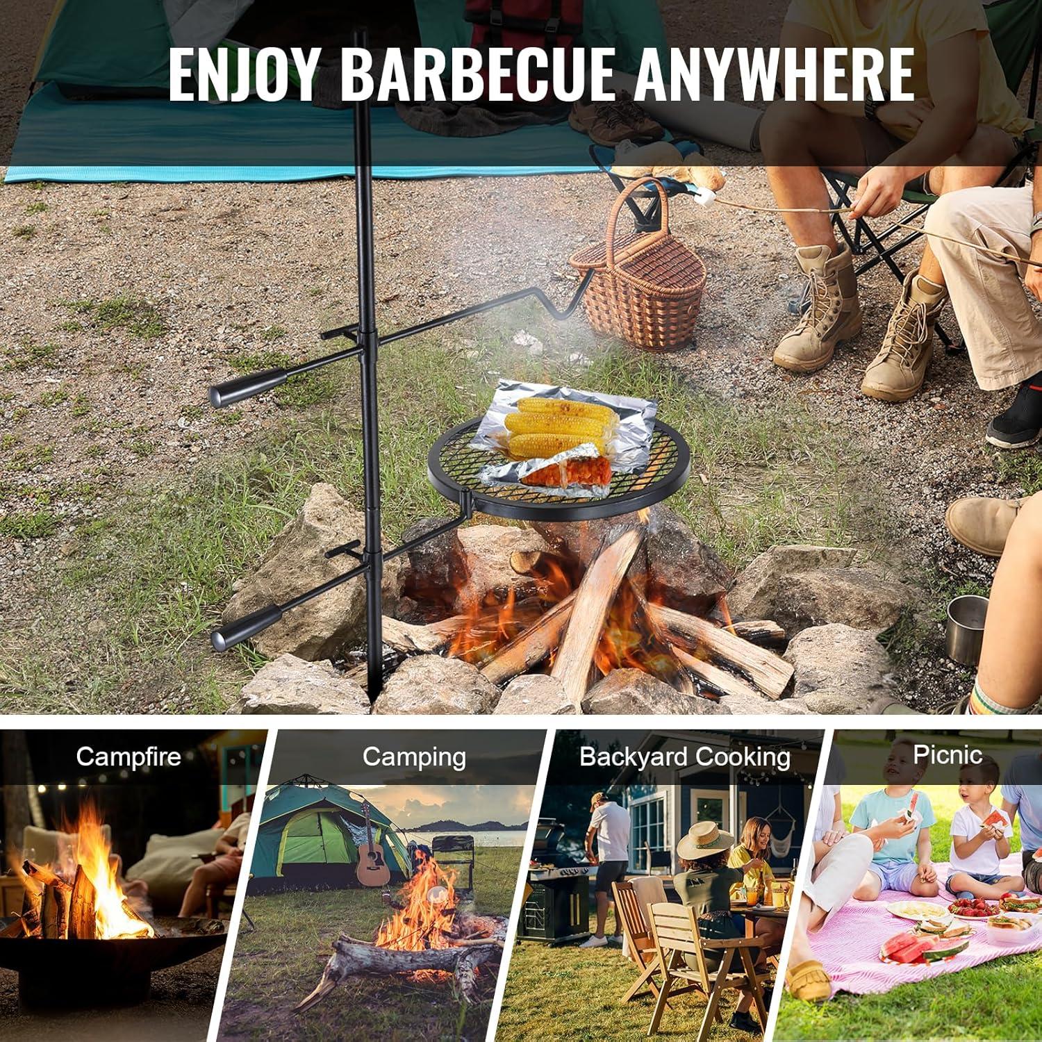 imageVEVOR Folding Campfire Grill Heavy Duty Steel Mesh Grate 224quot Portable Camping Grates Over Fire Pit Camp Fire Cooking Equipment with Legs Carrying Bag Grilling Rack for Outdoor Open Flame Cooking1414 inch