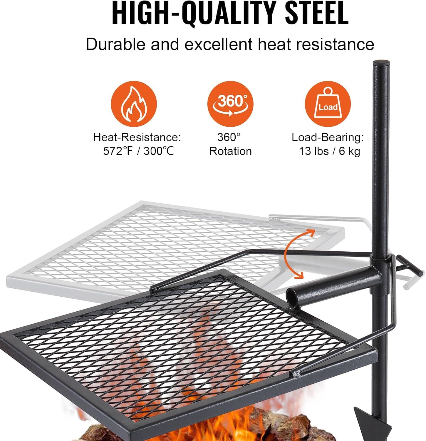 imageVEVOR Folding Campfire Grill Heavy Duty Steel Mesh Grate 224quot Portable Camping Grates Over Fire Pit Camp Fire Cooking Equipment with Legs Carrying Bag Grilling Rack for Outdoor Open Flame Cooking1616 inch