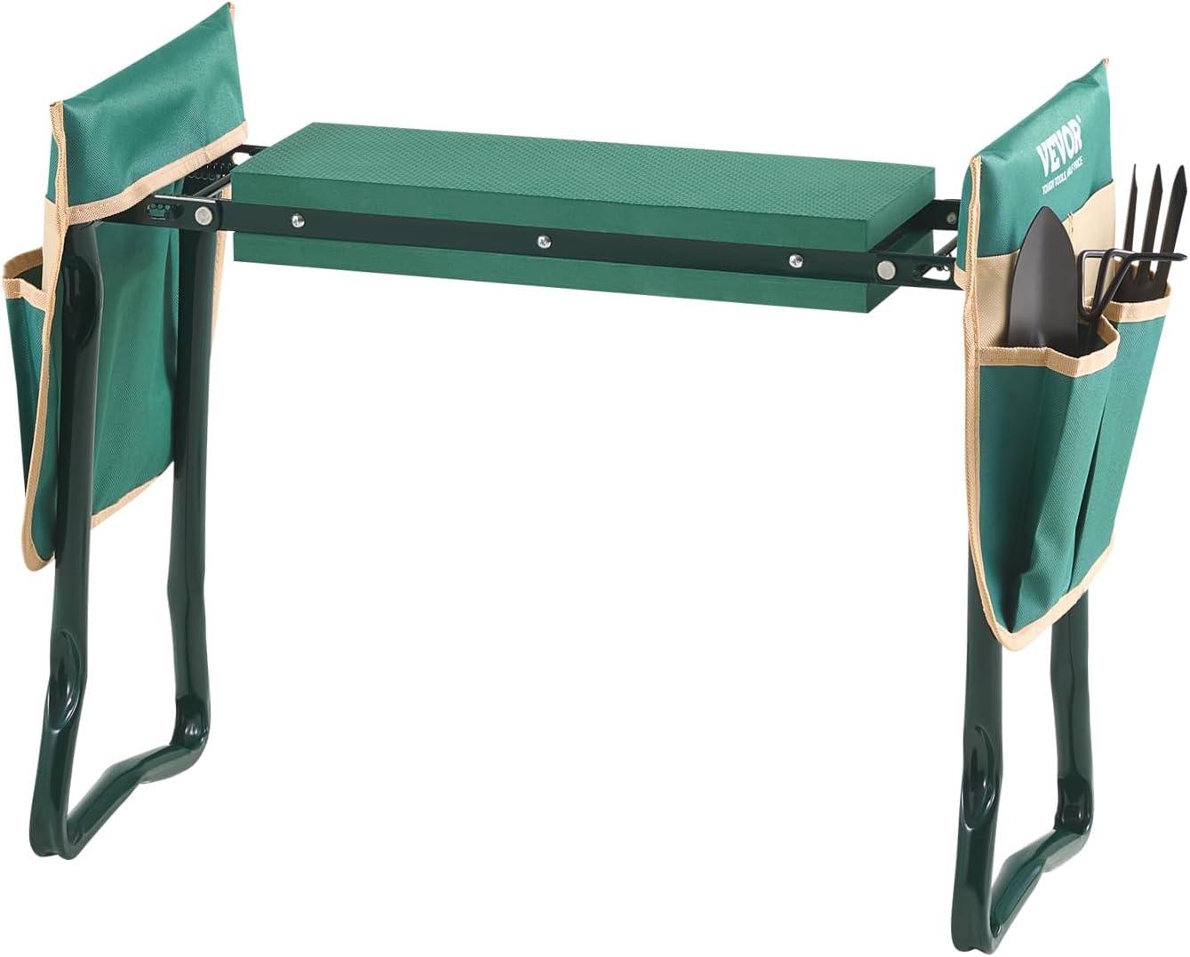 imageVEVOR Folding Garden Kneeler and Seat Heavy Duty Widened 8quot EVA Foam Pad Portable Garden Stool with Tool Bags Gardening Bench to Relieve Knee ampamp Back Pain Great Gifts for Seniors Women ParentsGreen