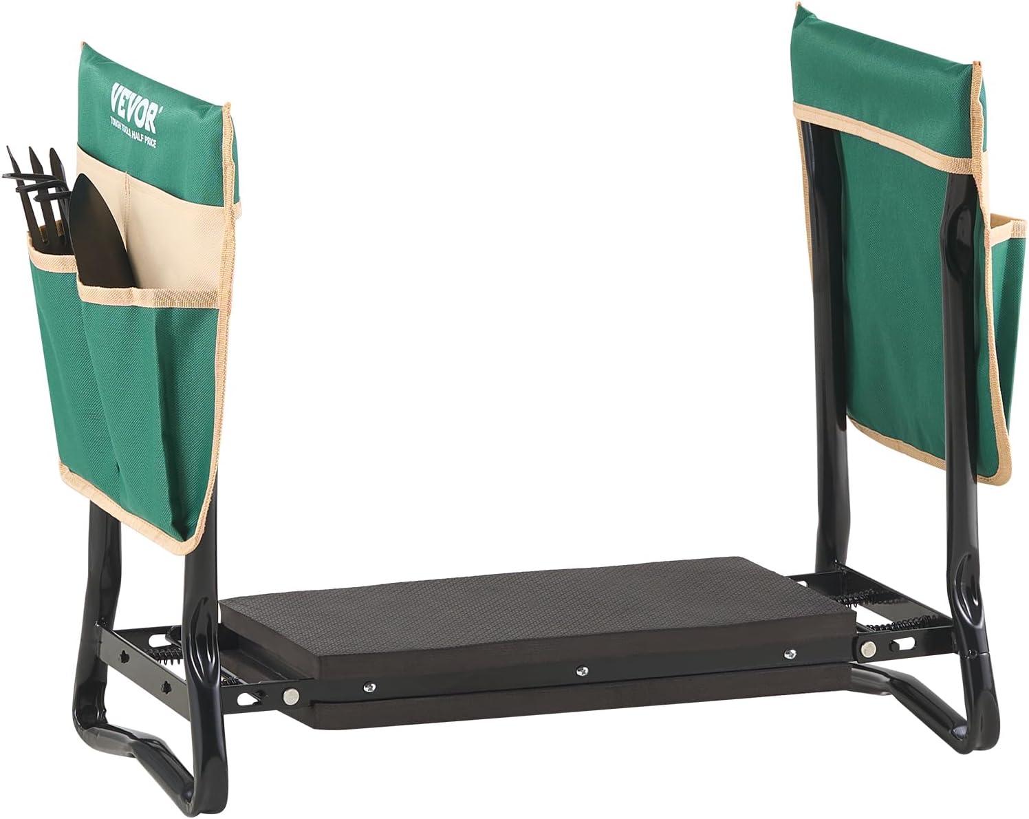 imageVEVOR Folding Garden Kneeler and Seat Heavy Duty Widened 8quot EVA Foam Pad Portable Garden Stool with Tool Bags Gardening Bench to Relieve Knee ampamp Back Pain Great Gifts for Seniors Women ParentsGreen