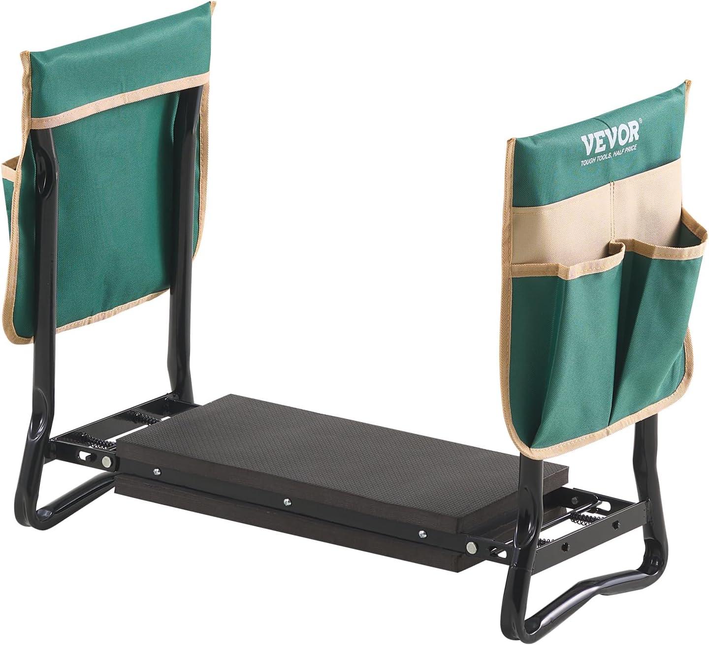 imageVEVOR Folding Garden Kneeler and Seat Heavy Duty Widened 8quot EVA Foam Pad Portable Garden Stool with Tool Bags Gardening Bench to Relieve Knee ampamp Back Pain Great Gifts for Seniors Women ParentsGreen