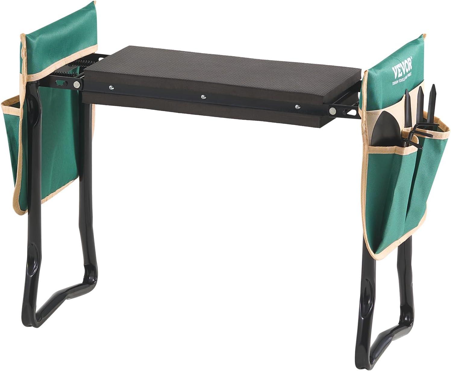 imageVEVOR Folding Garden Kneeler and Seat Heavy Duty Widened 8quot EVA Foam Pad Portable Garden Stool with Tool Bags Gardening Bench to Relieve Knee ampamp Back Pain Great Gifts for Seniors Women ParentsGreen