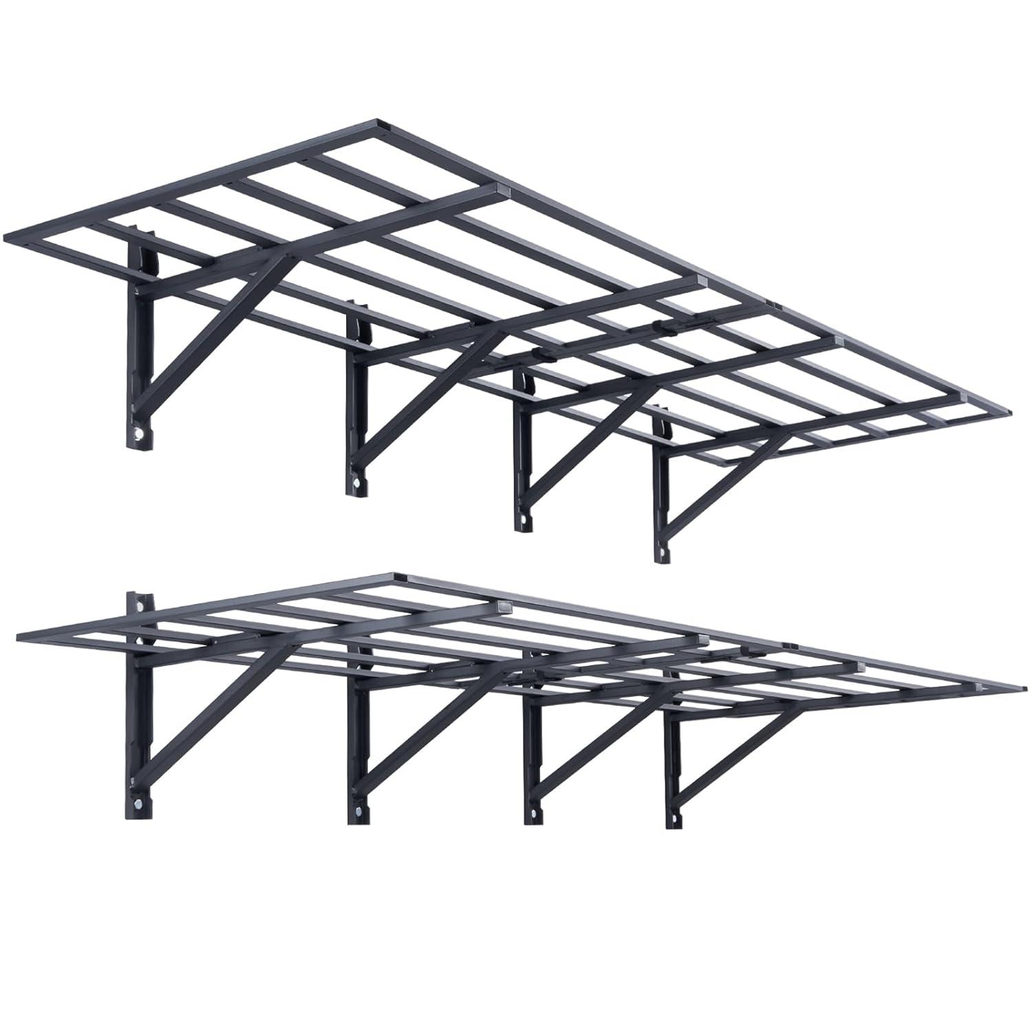 imageVEVOR Garage Shelving Wall Mounted 2 x 6 ft Heavy Duty Shelves 1600 lbs Load Capacity Storage Rack Floating Pack Suitable for Shop Shed Storage Black HL24721600LBS