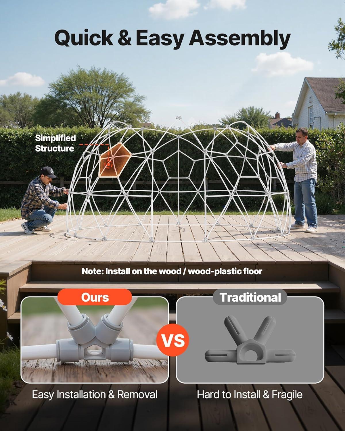 imageVEVOR Garden Dome Tent 95 x 57 ft Outdoor Clear Bubble Tent for 24 Person Weatherproof Geodesic Dome Greenhouse with Window PVC Transparent Tents for Backyard Patios Camping Party Wedding