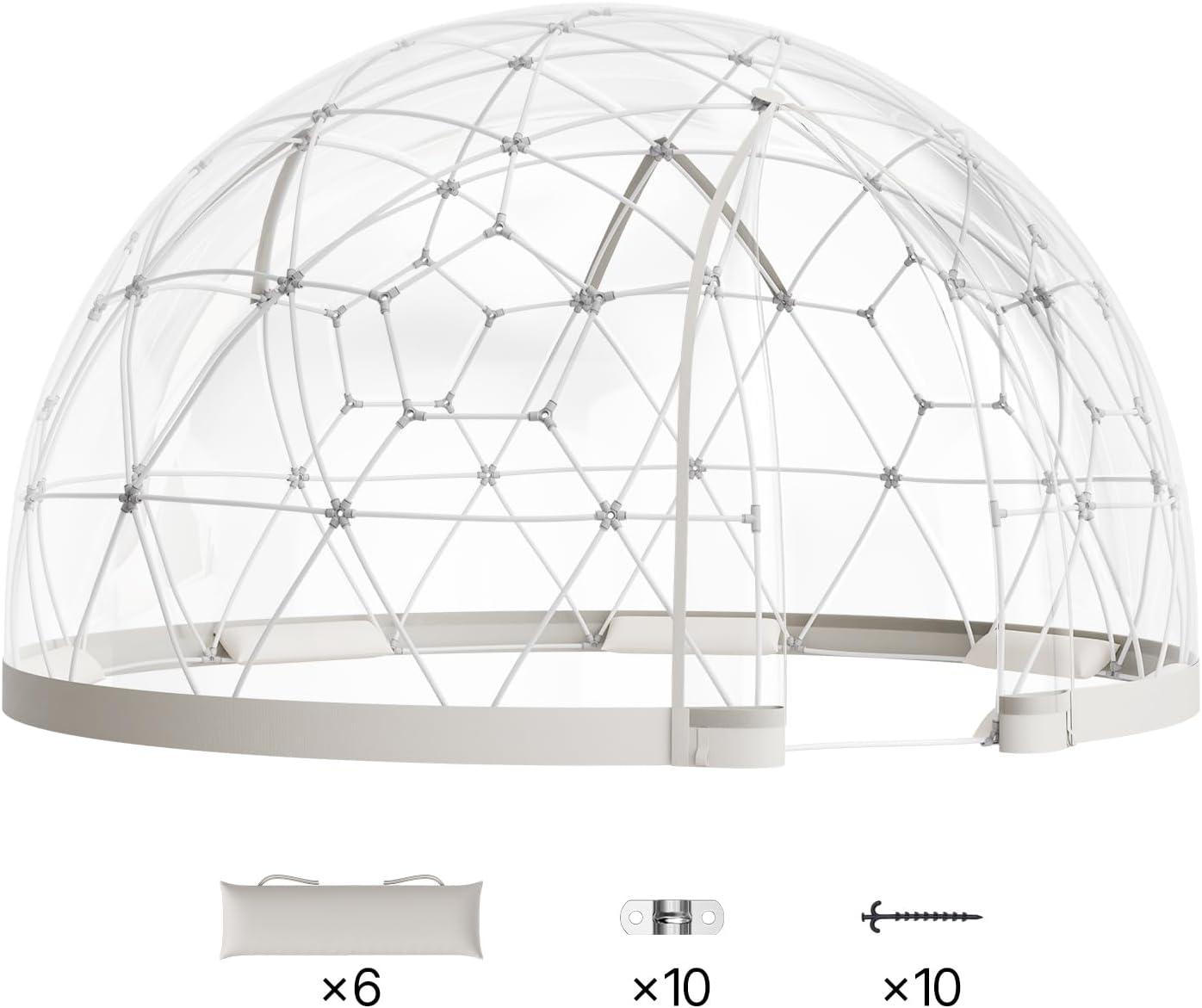 imageVEVOR Garden Dome Tent 95 x 57 ft Outdoor Clear Bubble Tent for 24 Person Weatherproof Geodesic Dome Greenhouse with Window PVC Transparent Tents for Backyard Patios Camping Party Wedding