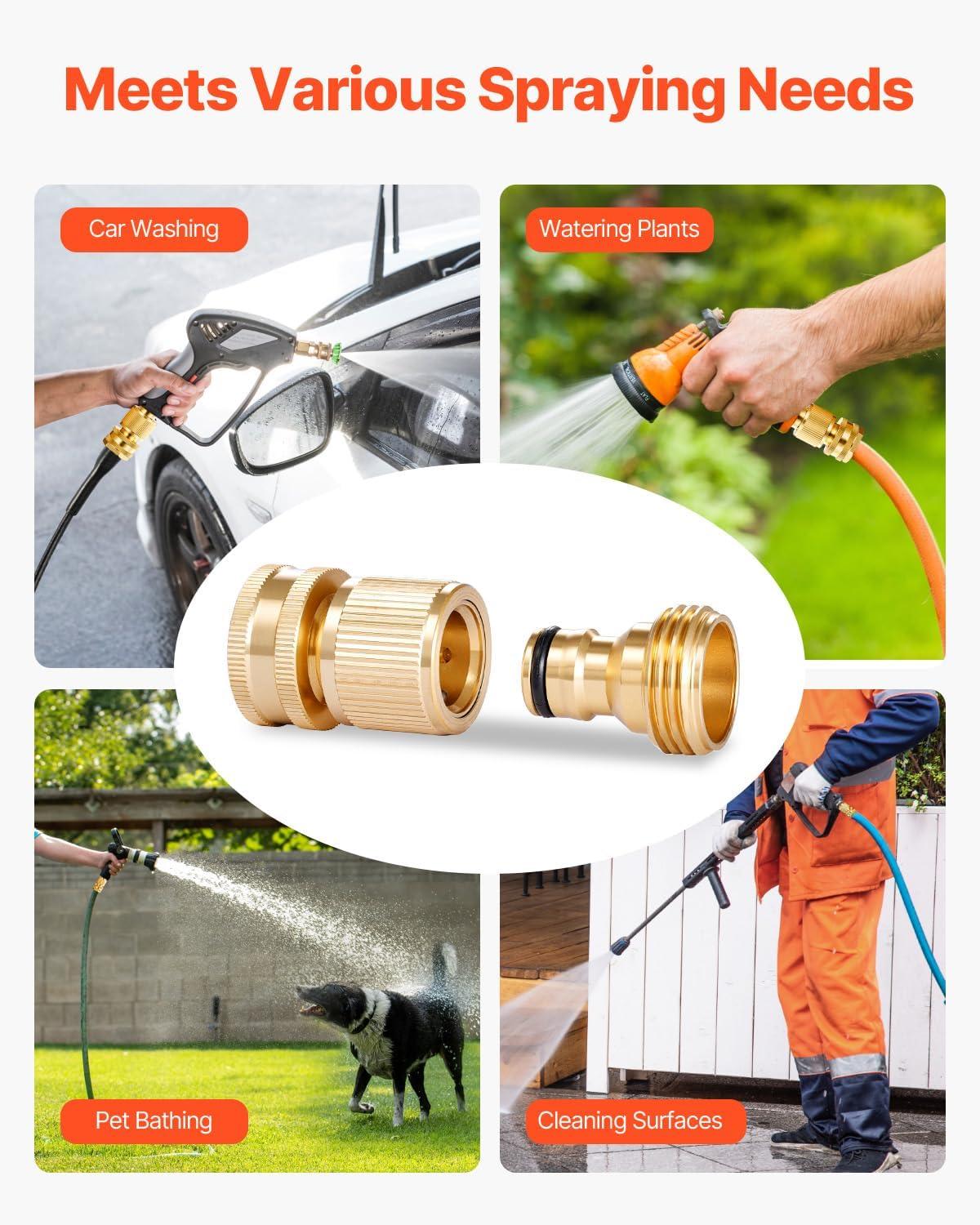 imageVEVOR Garden Hose Quick Connect 34 inch Male ampamp Female 200 PSI Heavy Duty Solid Brass Quick Connector 2 Sets Garden Hose Fitting No Leak Water Hoses Connectors with Gaskets
