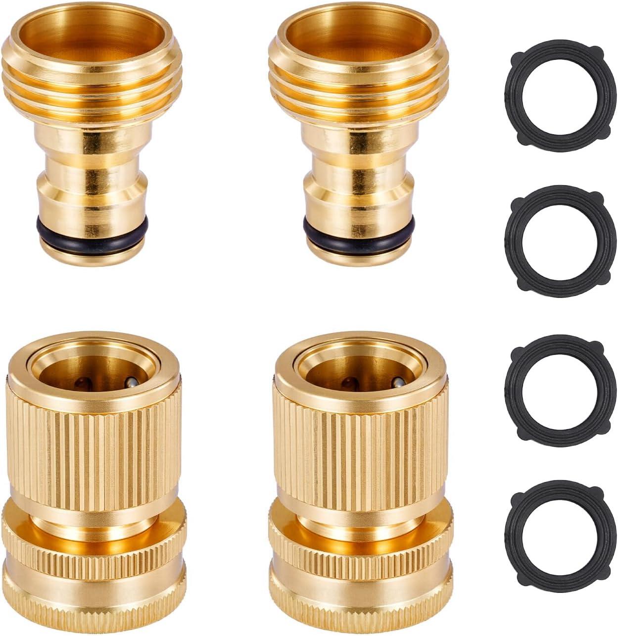 imageVEVOR Garden Hose Quick Connect 34 inch Male ampamp Female 200 PSI Heavy Duty Solid Brass Quick Connector 2 Sets Garden Hose Fitting No Leak Water Hoses Connectors with Gaskets