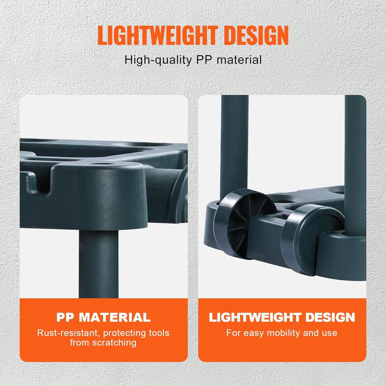 imageVEVOR Garden Tool Organizer 10 Slots Yard Tool Tower Rack for Garage Organization and Storage Hold LongHandled ToolRakeBroomShovel PP Garden Tool Stand Holder Organizer for Yard Shed Outdoor