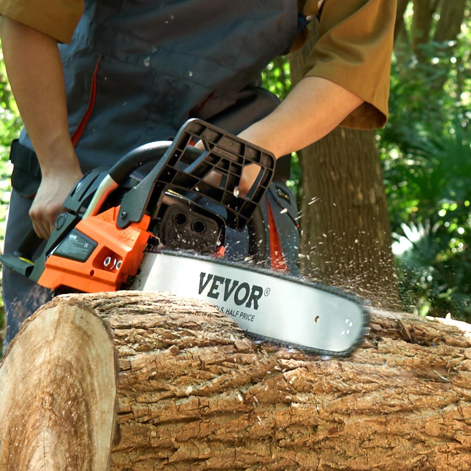 imageVEVOR Gas Chainsaw 58CC 2Cycle Gasoline Powered Chainsaw 20 Inch Handheld Cordless Petrol Chain Saws For Forest Wood Garden and Farm Cutting Use