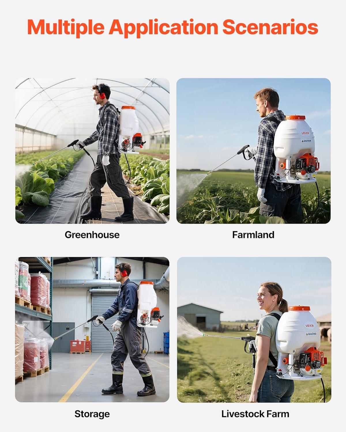 imageVEVOR Gas Powered Backpack Sprayer 265CC 09HP Engine Garden Sprayer with 65 Gallon Tank Large Area Coverage Lawn Spraying Machine with 24 in Wand ampamp Nozzles for Efficient Gardening ampamp Farming5 Gal Backpack Sprayer