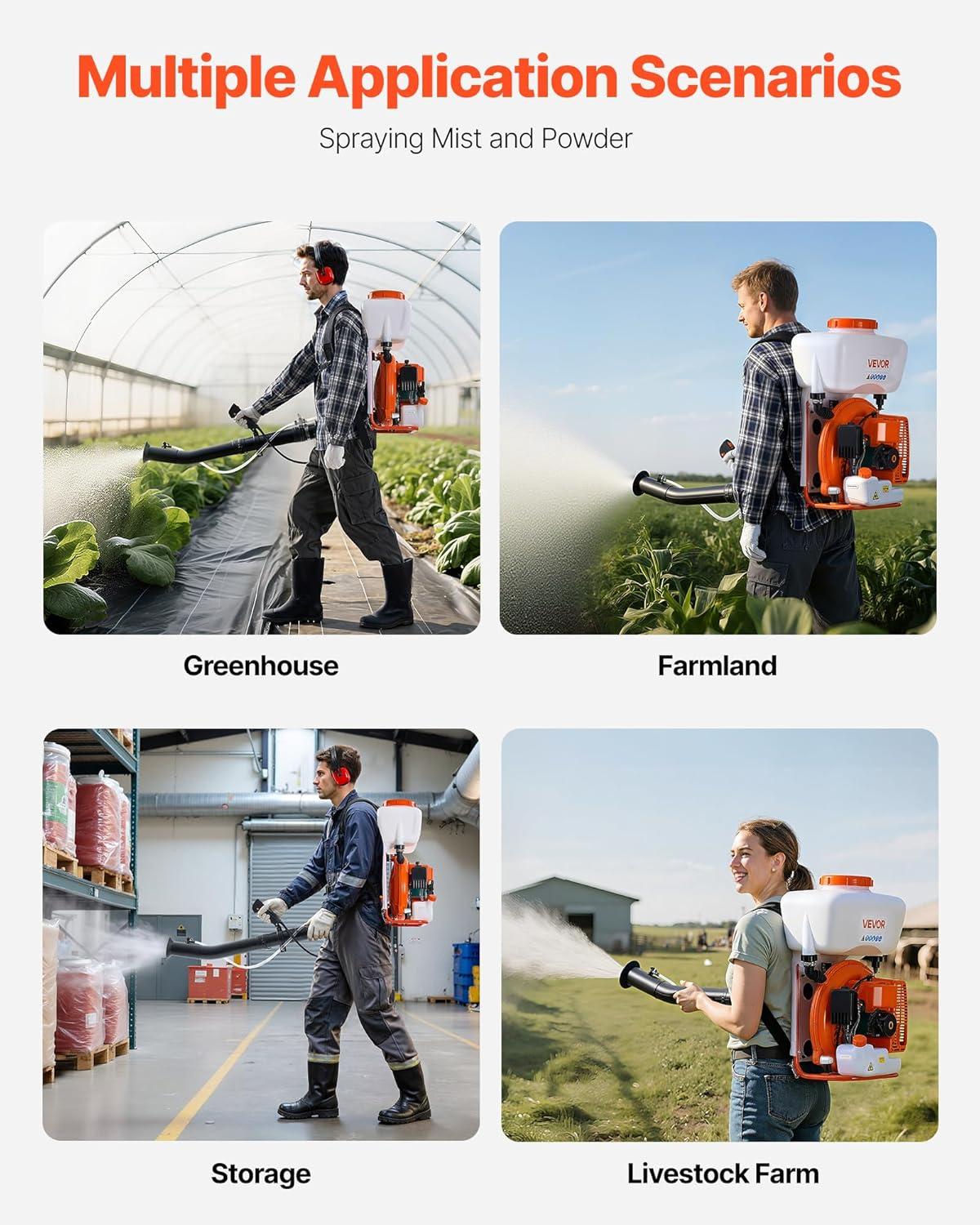 imageVEVOR Gas Powered Backpack Sprayer 265CC 09HP Engine Garden Sprayer with 65 Gallon Tank Large Area Coverage Lawn Spraying Machine with 24 in Wand ampamp Nozzles for Efficient Gardening ampamp Farming4 Gal Fogger Sprayer