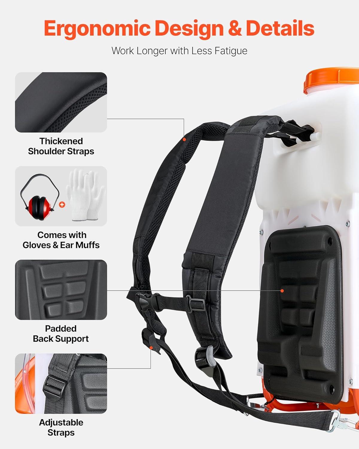 imageVEVOR Gas Powered Backpack Sprayer 265CC 09HP Engine Garden Sprayer with 65 Gallon Tank Large Area Coverage Lawn Spraying Machine with 24 in Wand ampamp Nozzles for Efficient Gardening ampamp Farming4 Gal Fogger Sprayer