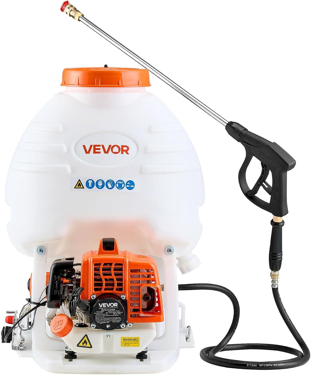 imageVEVOR Gas Powered Backpack Sprayer 265CC 09HP Engine Garden Sprayer with 65 Gallon Tank Large Area Coverage Lawn Spraying Machine with 24 in Wand ampamp Nozzles for Efficient Gardening ampamp Farming5 Gal Backpack Sprayer