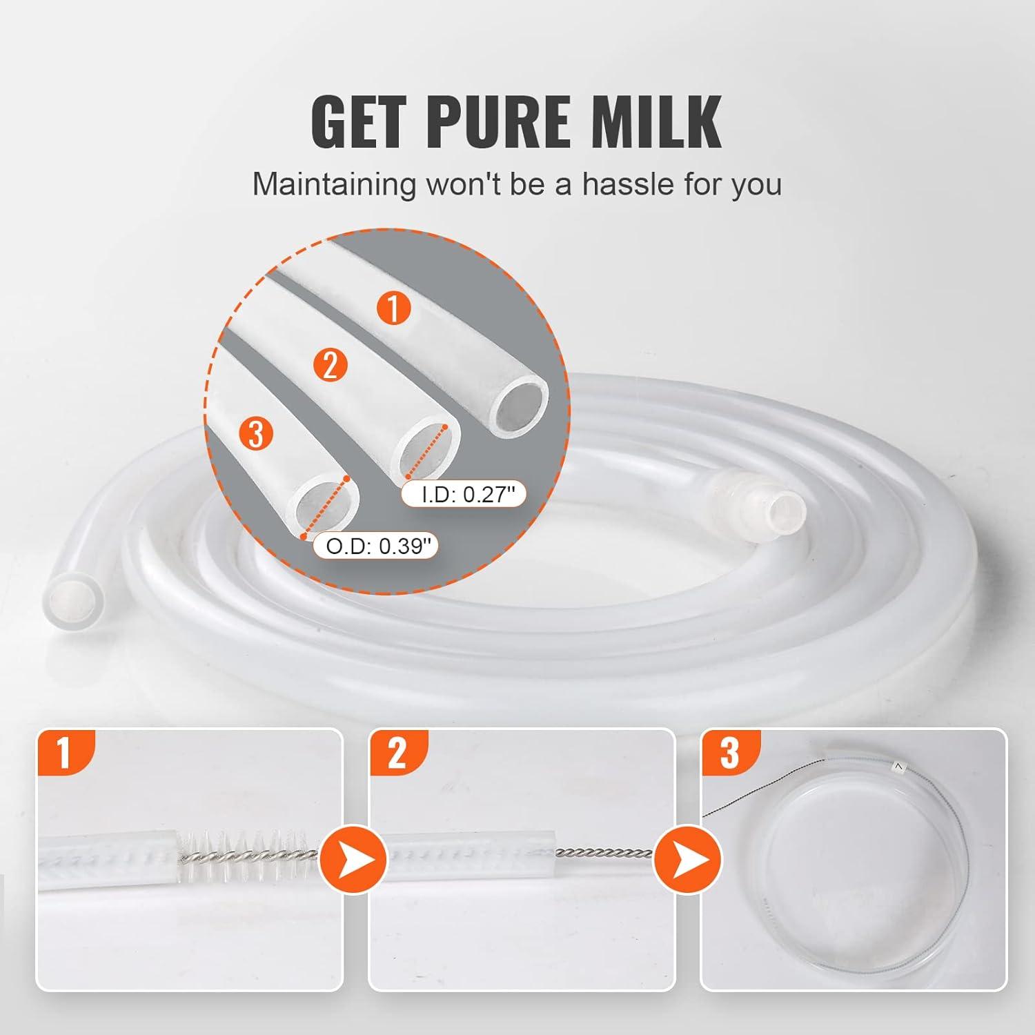 imageVEVOR Goat Milking Machine 12 L 304 Stainless Steel Bucket Electric Automatic Pulsation Vacuum Milker Portable Milker with FoodGrade Silicone Cups and Tubes Adjustable Suction for Cows and Sheep3 L