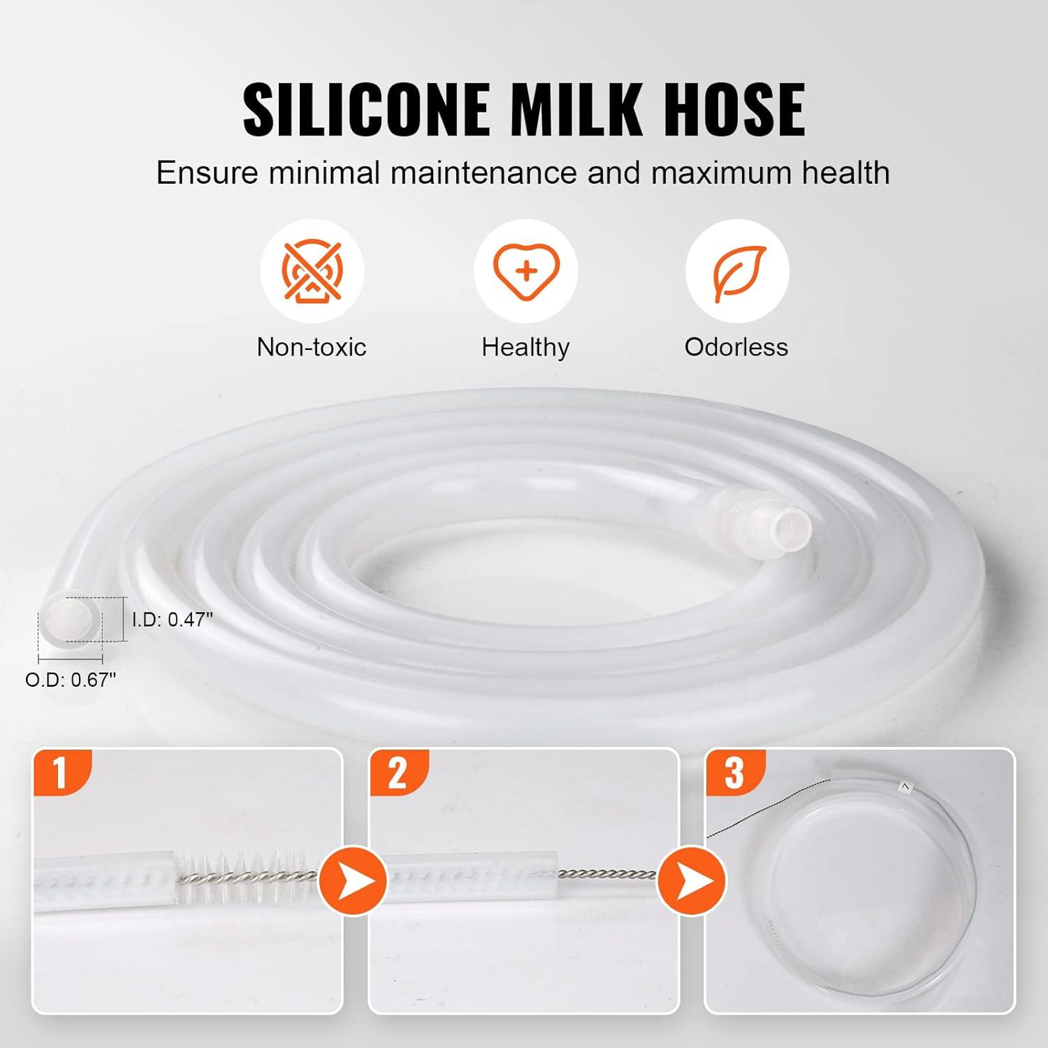 imageVEVOR Goat Milking Machine 12 L 304 Stainless Steel Bucket Electric Automatic Pulsation Vacuum Milker Portable Milker with FoodGrade Silicone Cups and Tubes Adjustable Suction for Cows and Sheep25 L