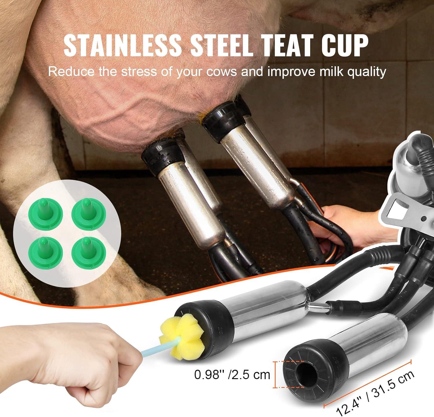 imageVEVOR Goat Milking Machine 12 L 304 Stainless Steel Bucket Electric Automatic Pulsation Vacuum Milker Portable Milker with FoodGrade Silicone Cups and Tubes Adjustable Suction for Cows and Sheep25 L