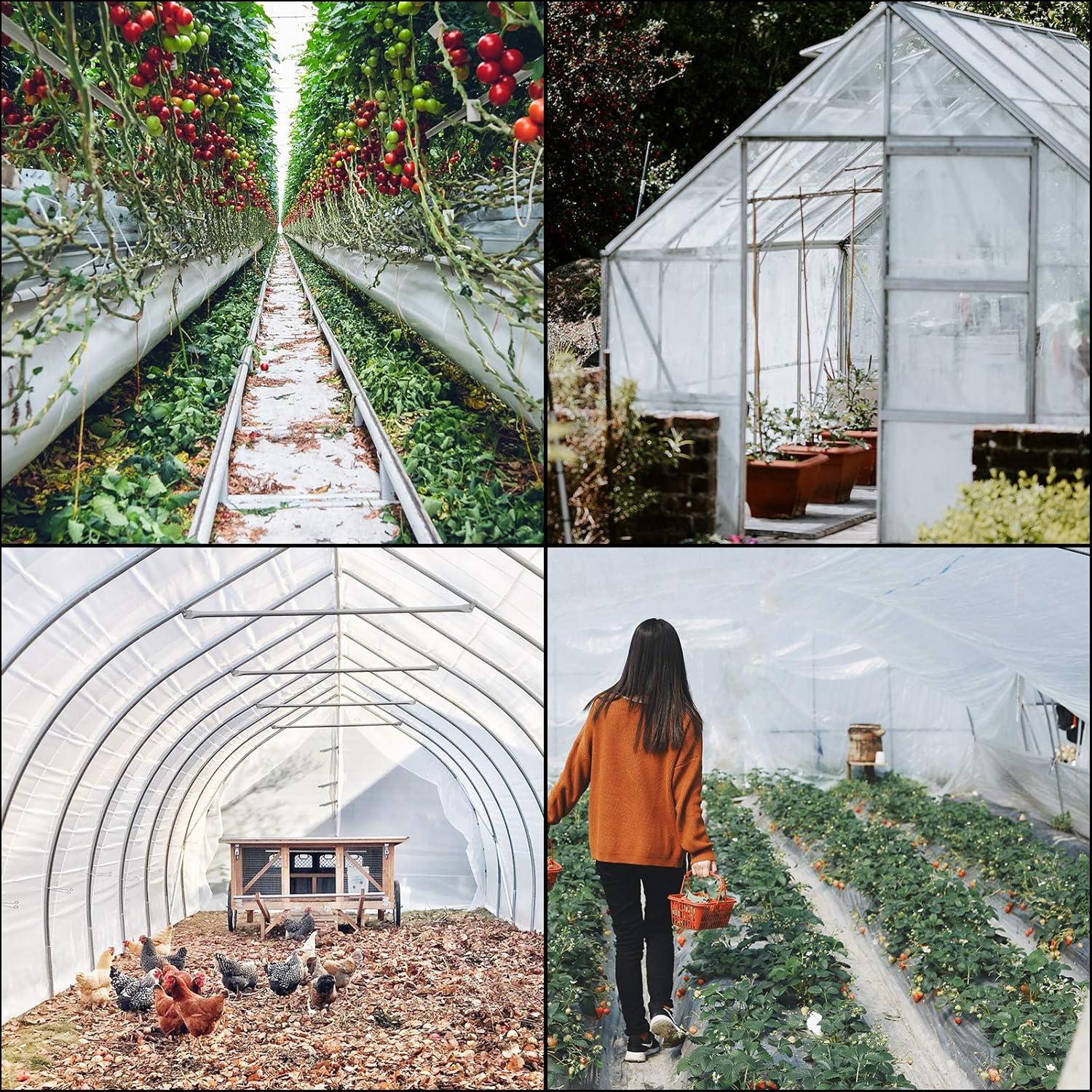 imageVEVOR Greenhouse Plastic Sheeting 8 x 25 ft 6 Mil Thickness UV Resistant Clear Polyethylene Film Hoop Green House Cover for Farms Agriculture Garden12 x 25 ft