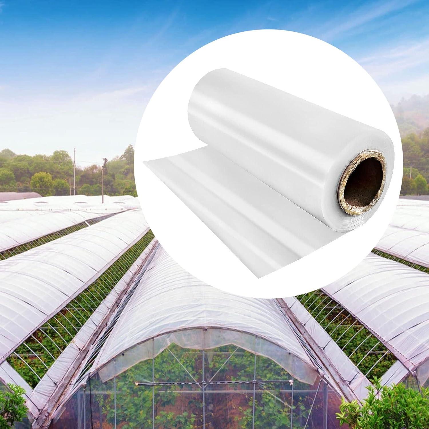 imageVEVOR Greenhouse Plastic Sheeting 8 x 25 ft 6 Mil Thickness UV Resistant Clear Polyethylene Film Hoop Green House Cover for Farms Agriculture Garden7 3 x 15 2 m