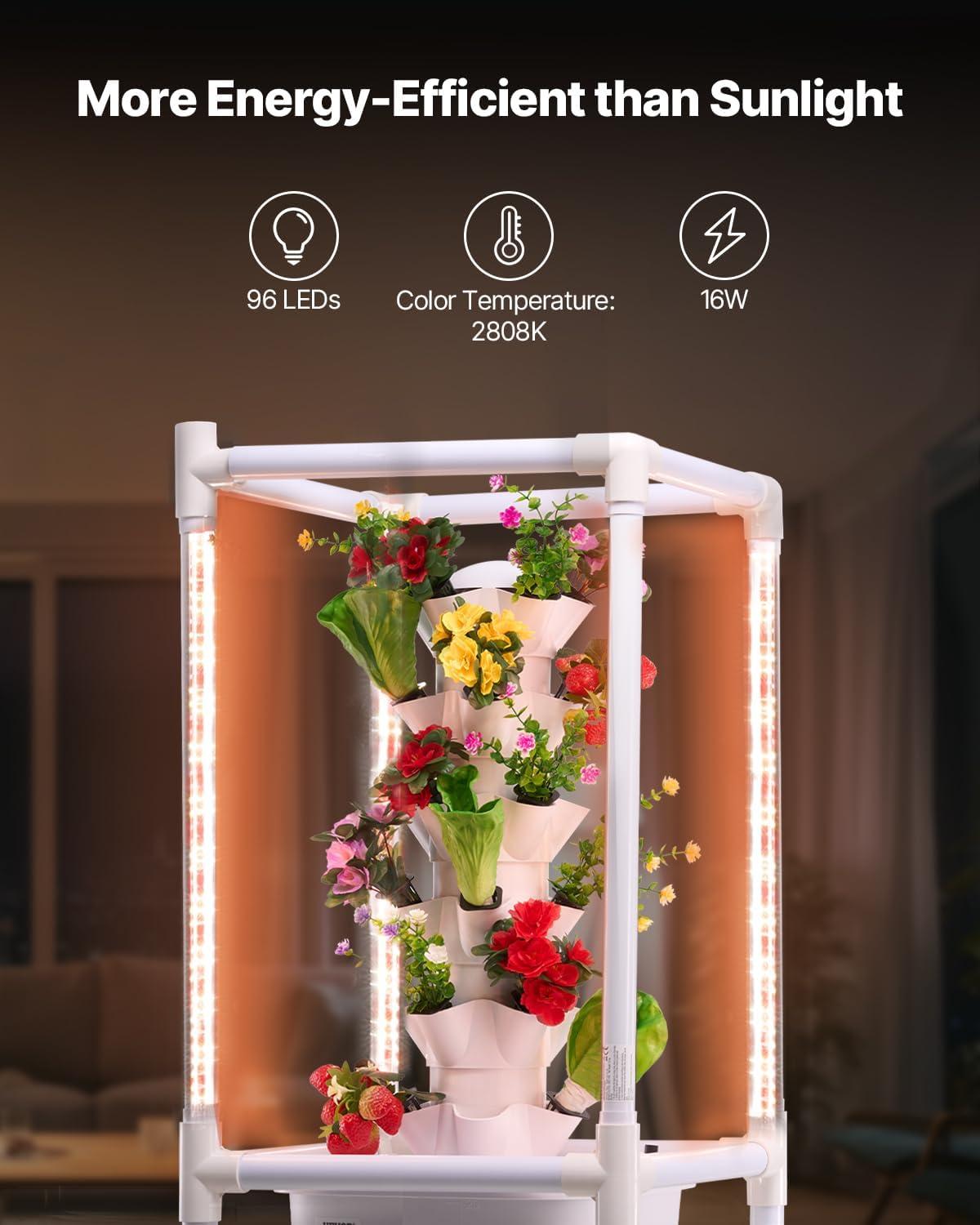 imageVEVOR Hydroponic Growing System with Grow Light 30 Pods Vertical 6 Tiers Hydroponic Tower Home Hydronic Garden with Water Pump Plants Germination Kit for Indoor Herbs Fruits and Vegetables6 Tiers30 PodsWith Grow Light