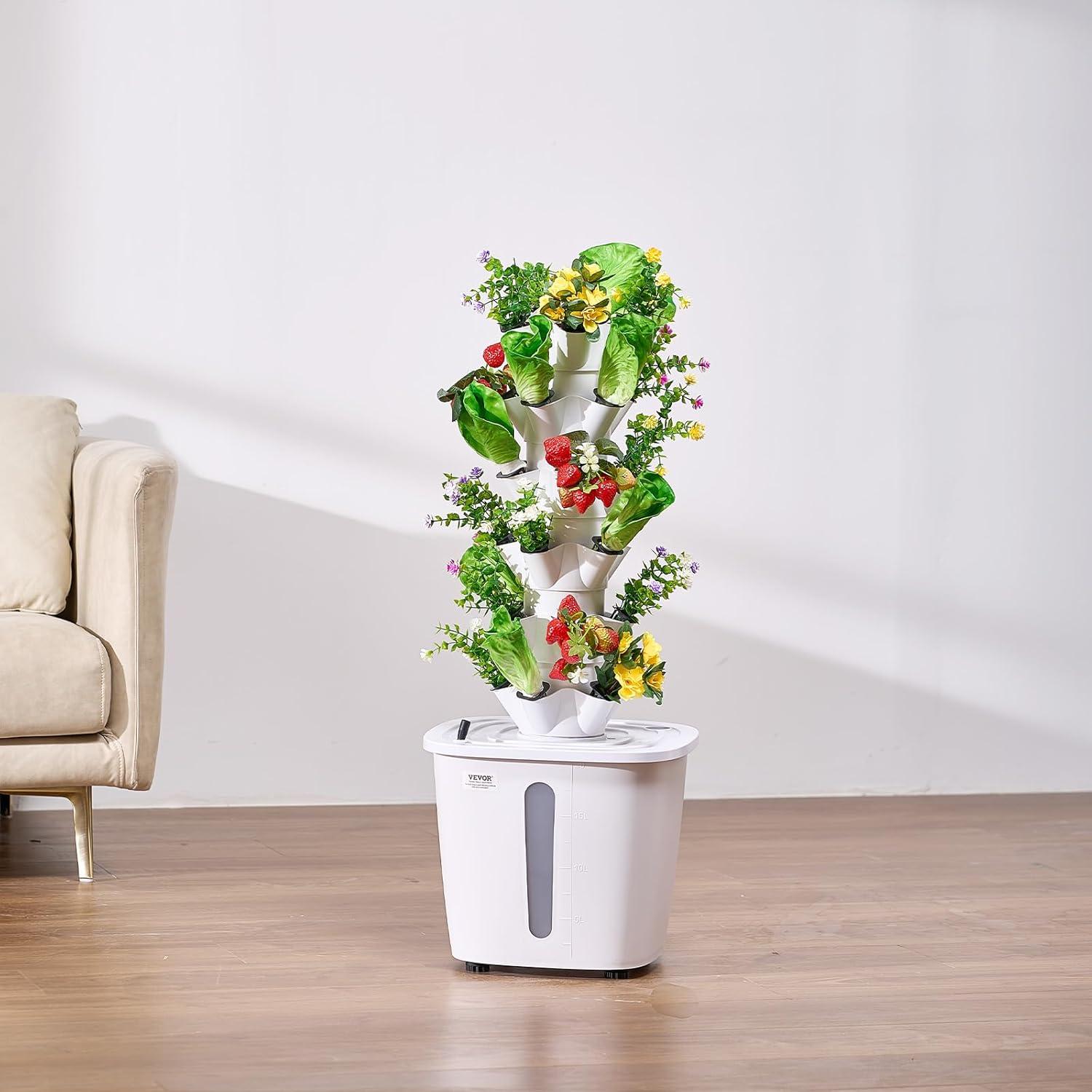 imageVEVOR Hydroponic Growing System with Grow Light 30 Pods Vertical 6 Tiers Hydroponic Tower Home Hydronic Garden with Water Pump Plants Germination Kit for Indoor Herbs Fruits and Vegetables6 Tiers30 PodsNo Grow Light