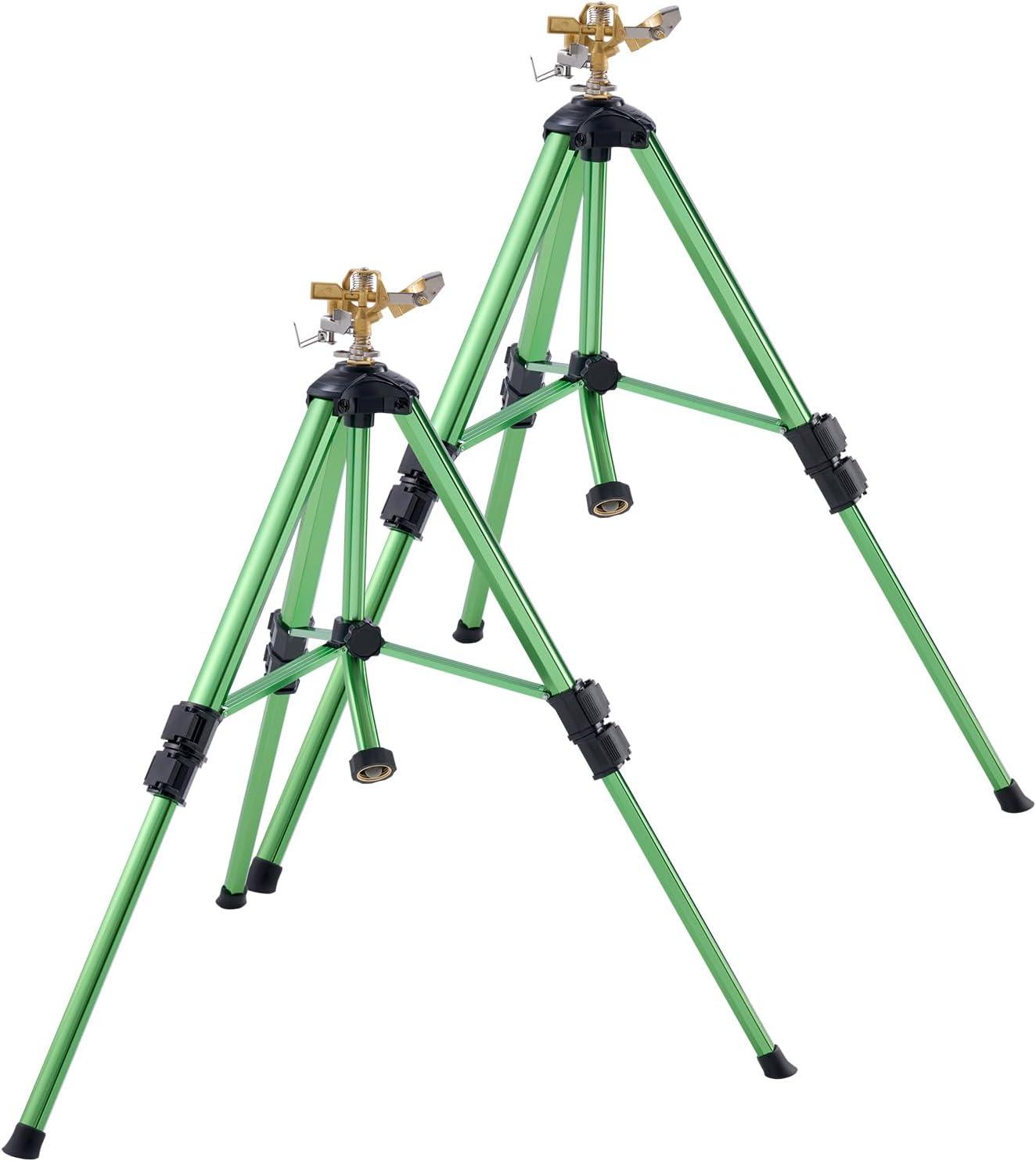imageVEVOR Impact Sprinkler on Tripod Base 2 Packs Heavy Duty Tripod Sprinklers with Brass Head ampamp 34quot NH Connector 360 Degree Large Area Irrigation Sprinkler Adjustable Heights Sprinkler for Yard2PC