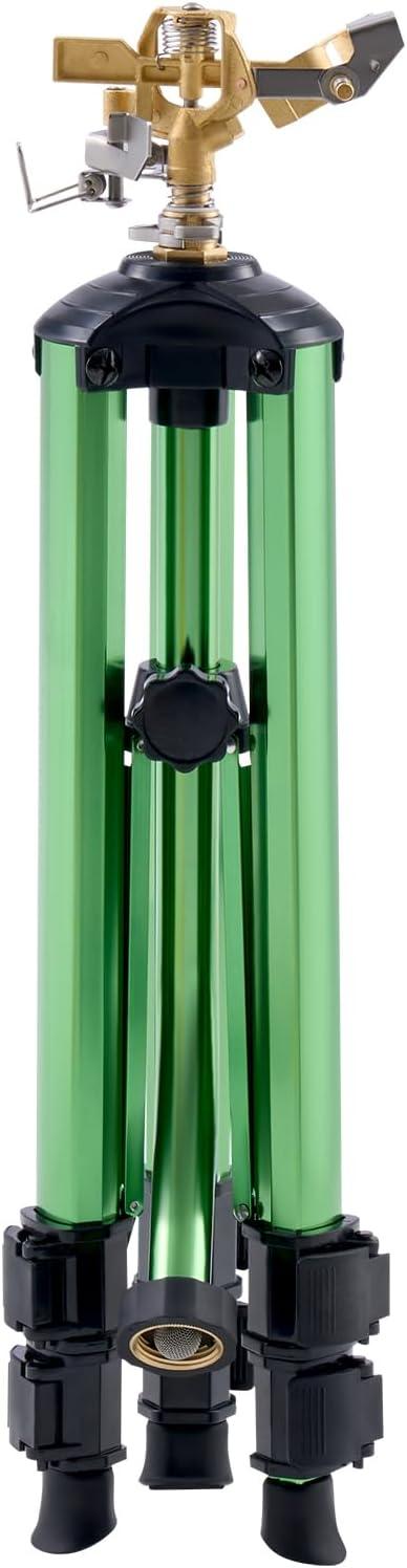 imageVEVOR Impact Sprinkler on Tripod Base 2 Packs Heavy Duty Tripod Sprinklers with Brass Head ampamp 34quot NH Connector 360 Degree Large Area Irrigation Sprinkler Adjustable Heights Sprinkler for Yard1PC