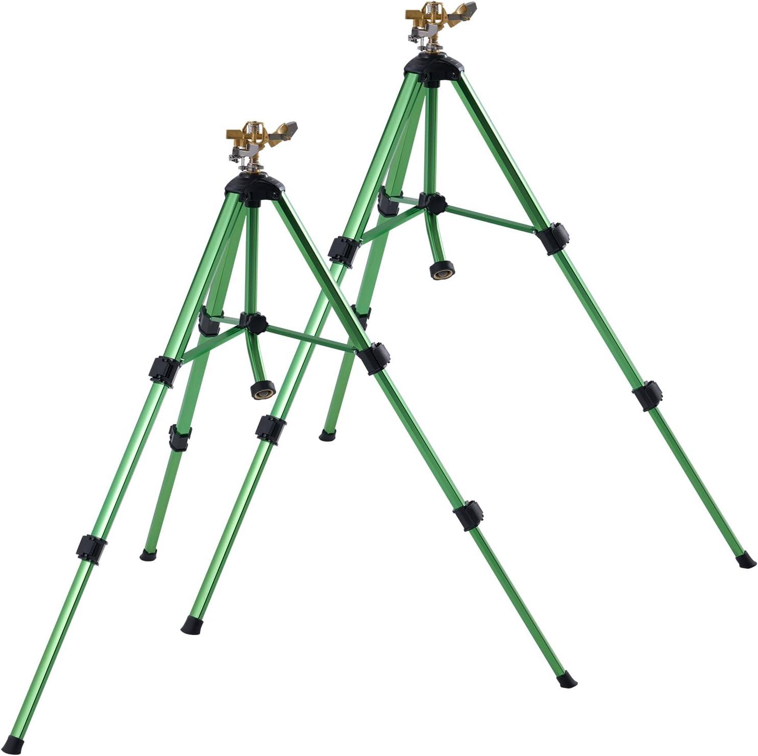 imageVEVOR Impact Sprinkler on Tripod Base 2 Packs Heavy Duty Tripod Sprinklers with Brass Head ampamp 34quot NH Connector 360 Degree Large Area Irrigation Sprinkler Adjustable Heights Sprinkler for Yard2PC