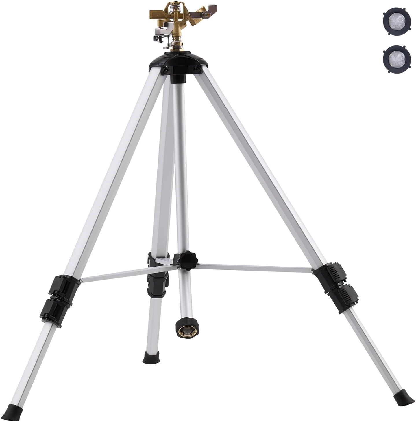 imageVEVOR Impact Sprinkler on Tripod Base 2 Packs Heavy Duty Tripod Sprinklers with Brass Head ampamp 34quot NH Connector 360 Degree Large Area Irrigation Sprinkler Adjustable Heights Sprinkler for Yard1PC
