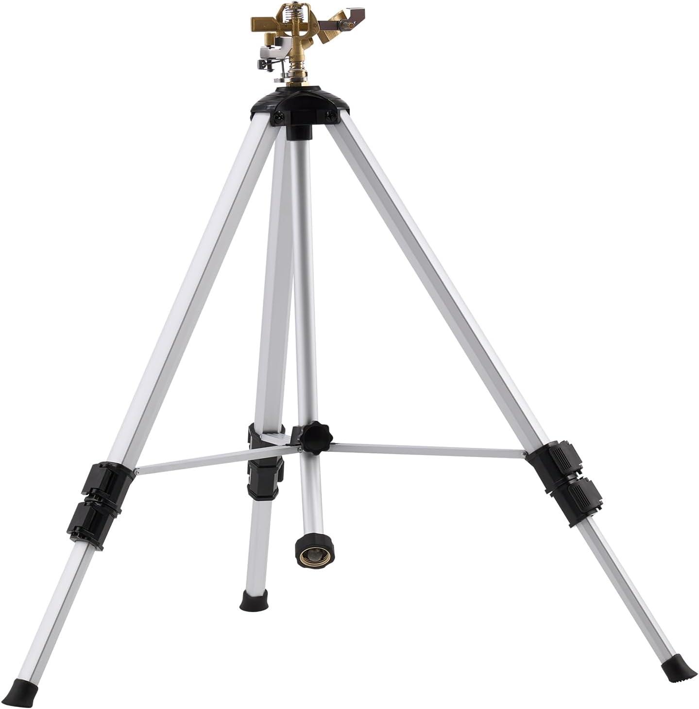 imageVEVOR Impact Sprinkler on Tripod Base 2 Packs Heavy Duty Tripod Sprinklers with Brass Head ampamp 34quot NH Connector 360 Degree Large Area Irrigation Sprinkler Adjustable Heights Sprinkler for Yard1PC
