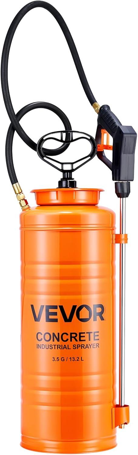 imageVEVOR Industrial Concrete Sprayer with Wheeled Cart 5 Gallon Stainless Steel Sprayer Heavy Duty TriPoxy Pump Sprayers 205Wand 48quot ampamp 120quot Hoses 2 Brass Nozzles for Construction Lawn ampamp Garden35 Gal Sprayer
