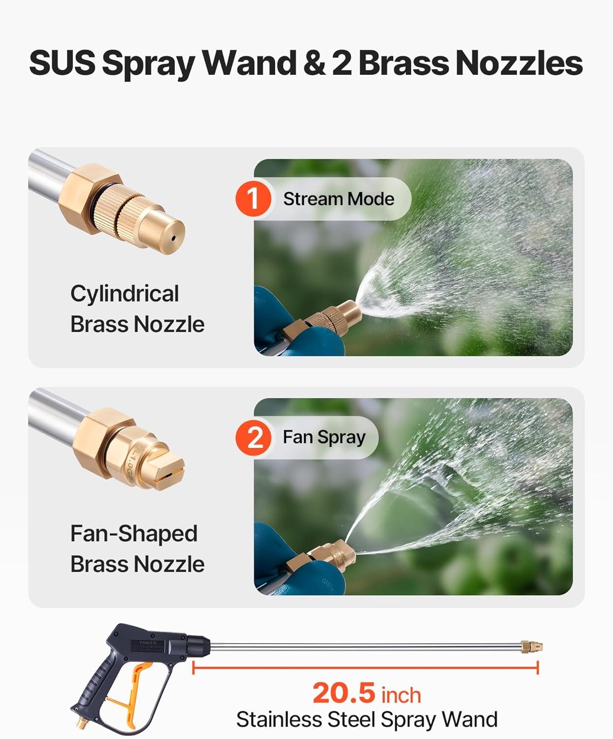 imageVEVOR Industrial Concrete Sprayer with Wheeled Cart 5 Gallon Stainless Steel Sprayer Heavy Duty TriPoxy Pump Sprayers 205Wand 48quot ampamp 120quot Hoses 2 Brass Nozzles for Construction Lawn ampamp Garden35 Gal Sprayer with Cart