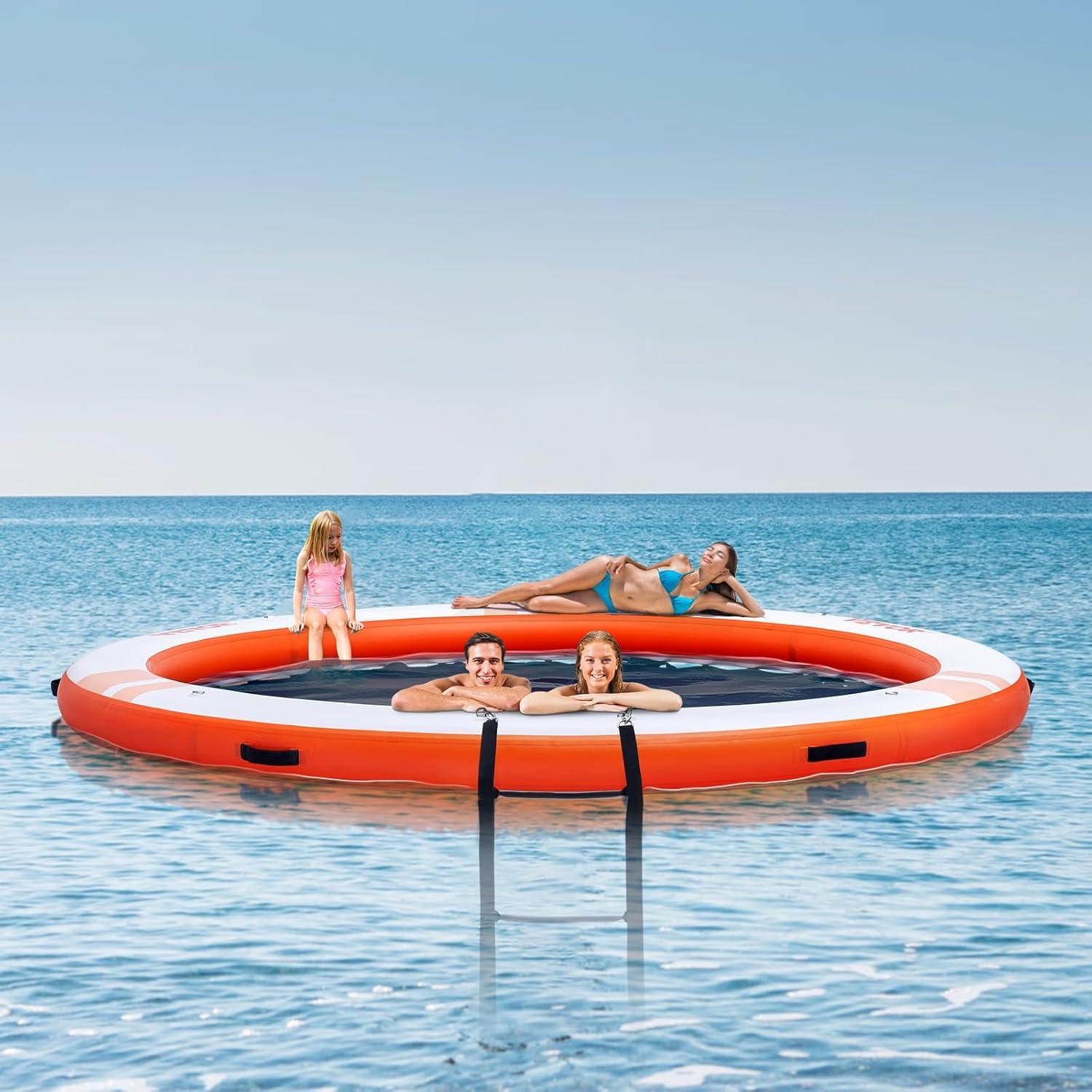 imageVEVOR Inflatable Floating Dock Inflatable Dock Platform NonSlip Air Dock Platform with Portable Carrying Bag ampamp Detachable Ladder Floating Platform Island Raft for Pool Beach Ocean8 FTCircle Version