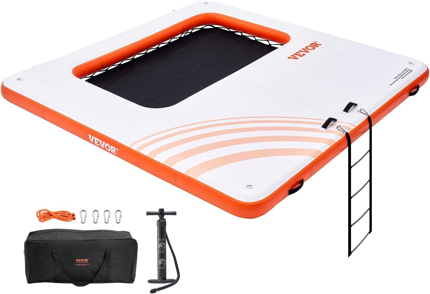 imageVEVOR Inflatable Floating Dock Inflatable Dock Platform NonSlip Air Dock Platform with Portable Carrying Bag ampamp Detachable Ladder Floating Platform Island Raft for Pool Beach Ocean10 x 10 FTMesh Version