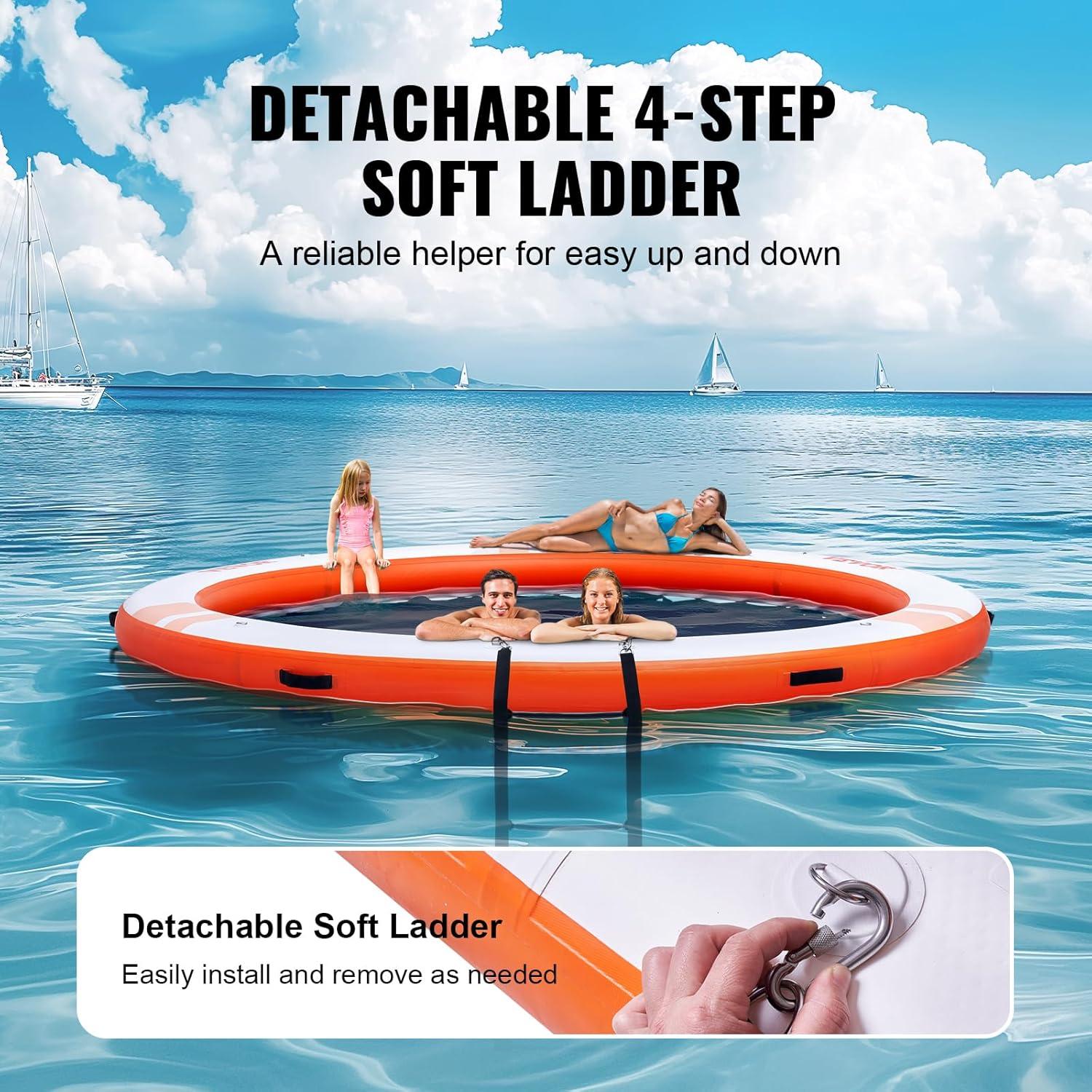 imageVEVOR Inflatable Floating Dock Inflatable Dock Platform NonSlip Air Dock Platform with Portable Carrying Bag ampamp Detachable Ladder Floating Platform Island Raft for Pool Beach Ocean8 FTCircle Version