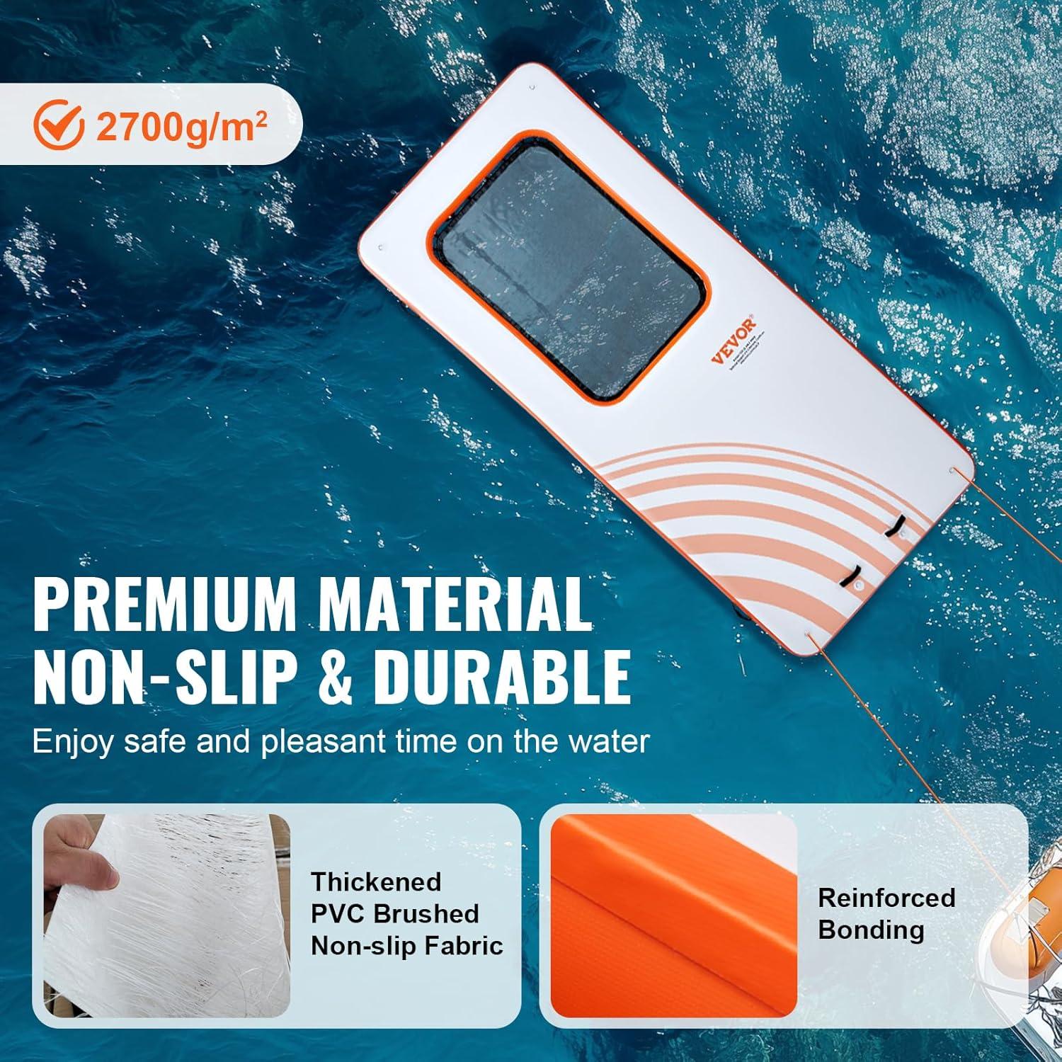 imageVEVOR Inflatable Floating Dock Inflatable Dock Platform NonSlip Air Dock Platform with Portable Carrying Bag ampamp Detachable Ladder Floating Platform Island Raft for Pool Beach Ocean15 x 65FTMesh Version