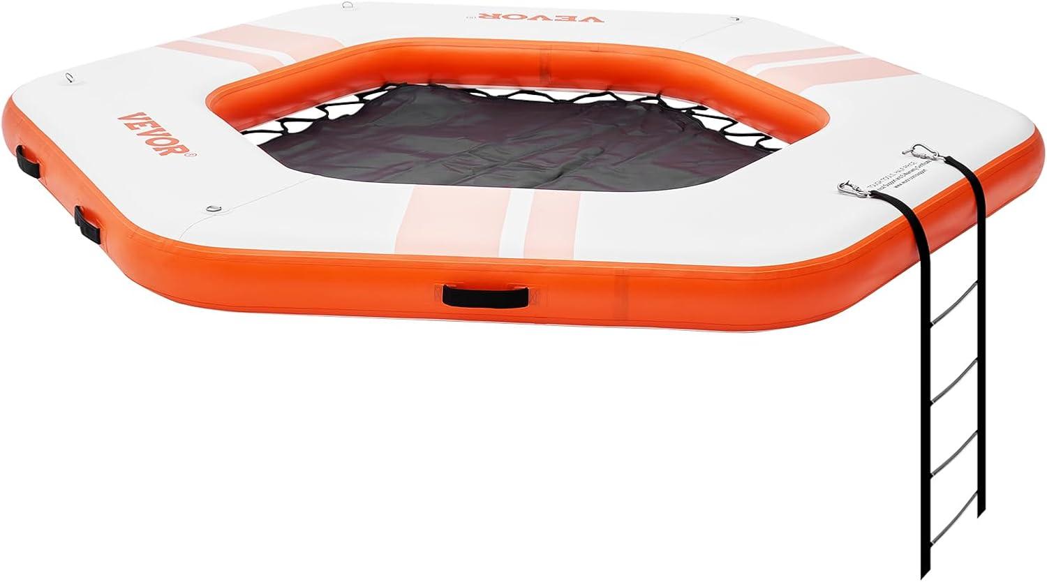 imageVEVOR Inflatable Floating Dock Inflatable Dock Platform NonSlip Air Dock Platform with Portable Carrying Bag ampamp Detachable Ladder Floating Platform Island Raft for Pool Beach Ocean85 FTHexagonal Version
