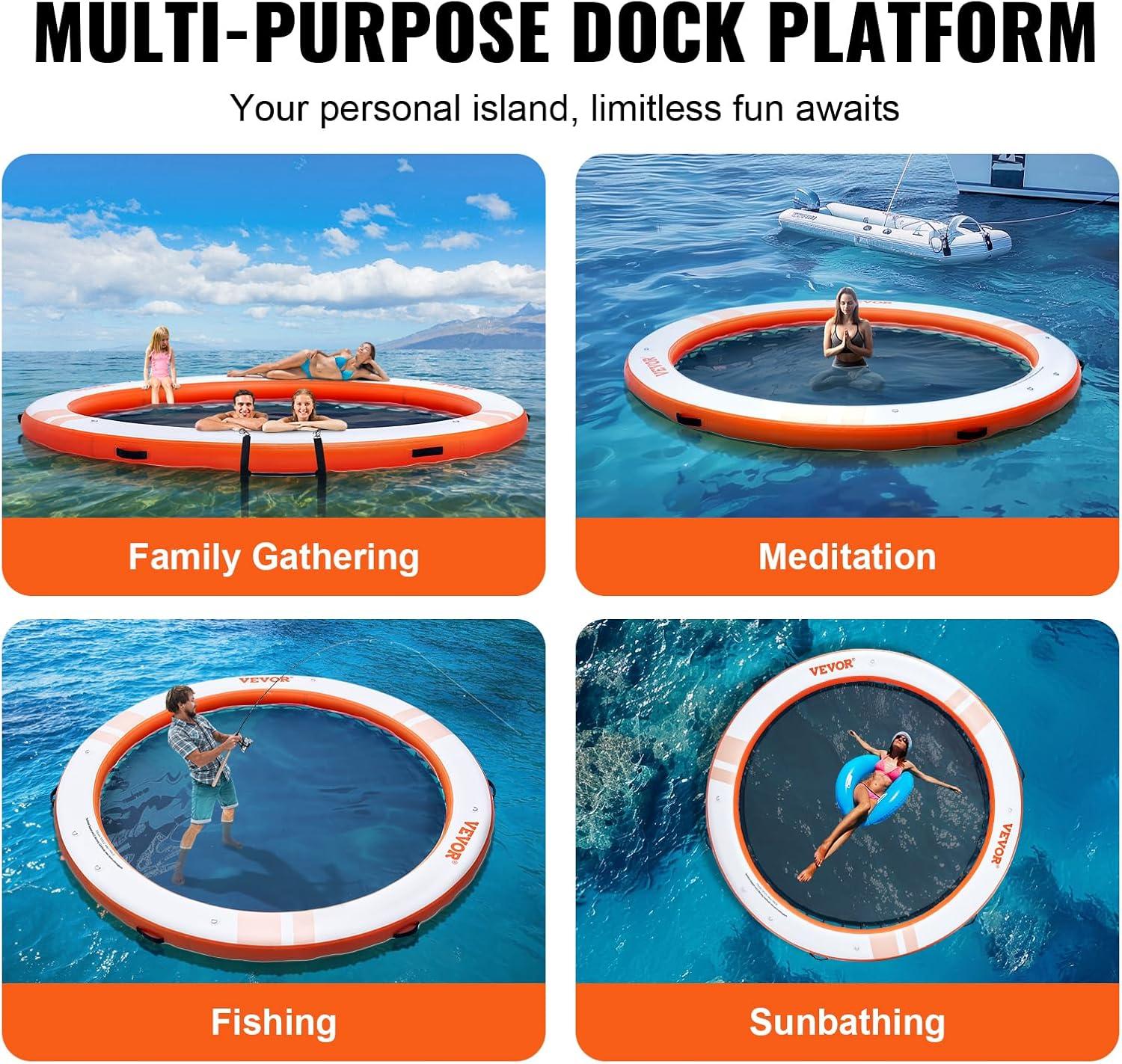 imageVEVOR Inflatable Floating Dock Inflatable Dock Platform NonSlip Air Dock Platform with Portable Carrying Bag ampamp Detachable Ladder Floating Platform Island Raft for Pool Beach Ocean8 FTCircle Version