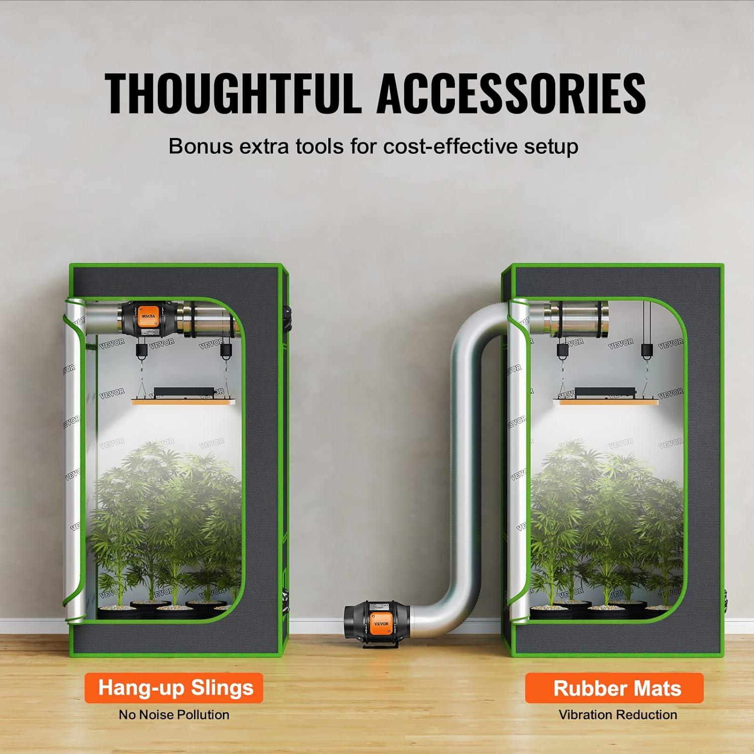 imageVEVOR Inline Duct Fan 6Inch 402 CFM with Temperature Humidity Controller Quiet ECMotor Ventilation Exhaust Fan for Cooling Booster Grow Tents Hydroponics6 Inch