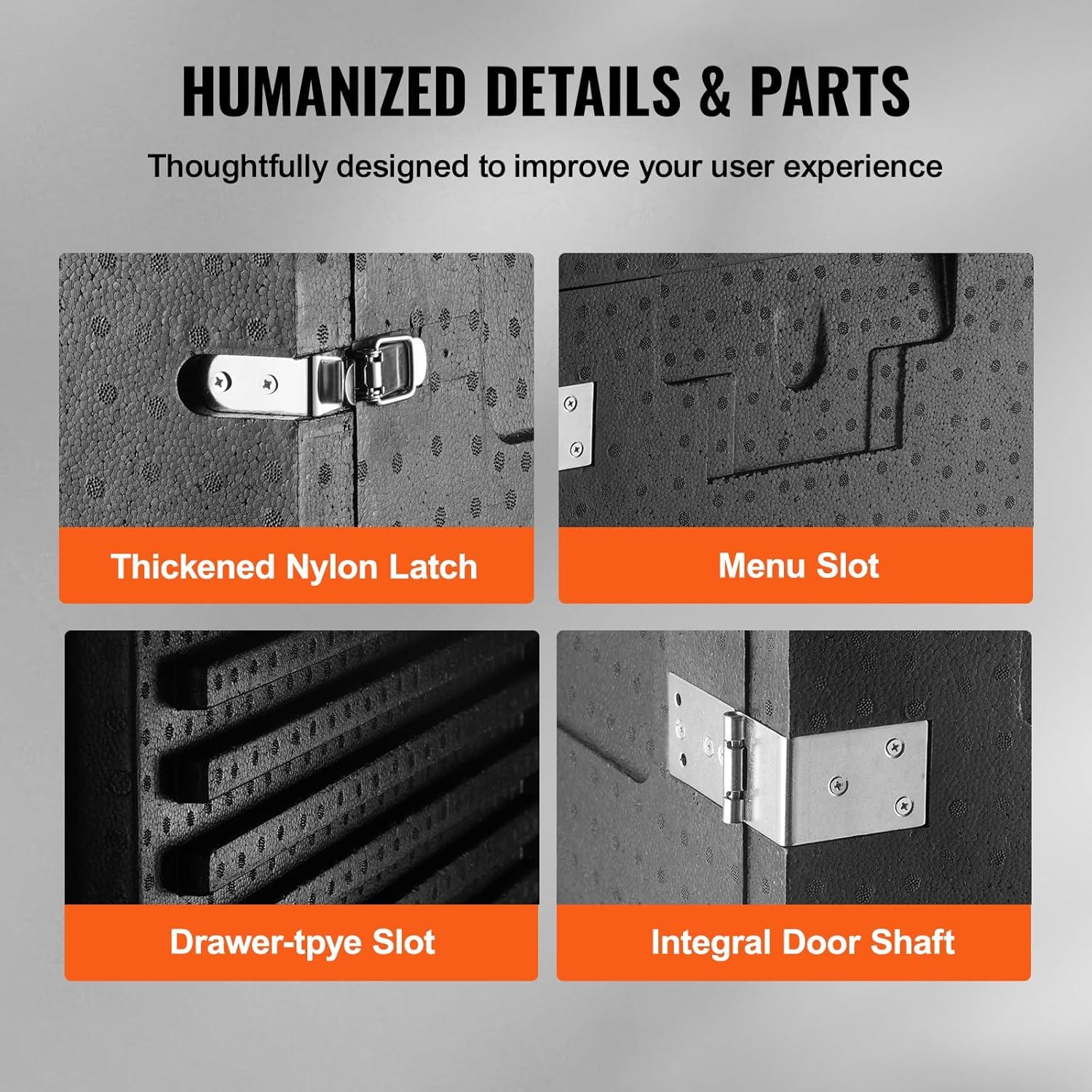 imageVEVOR Insulated Food Pan Carrier 95 Qt Hot Box for Catering LLDPE Food Box Carrier with Double Buckles Front Loading Food Warmer for Restaurant Canteen etcBlack