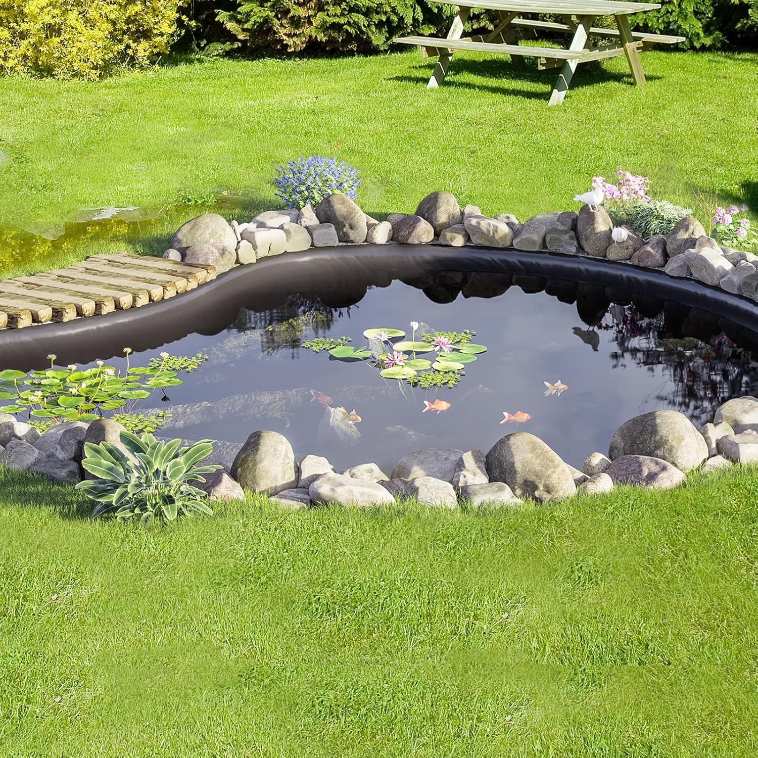 imageVEVOR LLDPE Pond Liner 20x25 ft Pond Liner 20 Mil Fish Pond Liners for Waterfall Pond and Fish PondsEPDM