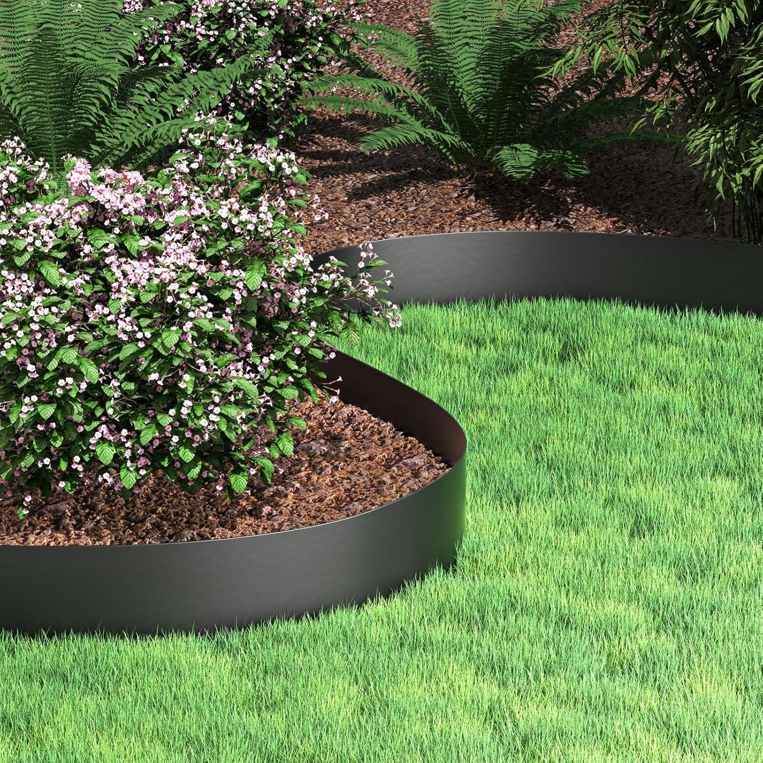 imageVEVOR Landscape Edging 10 inch Depth 60 ft Total Length Recycled HDPE Coiled Terrace Board Flexible Bender Border for Landscaping Lawn Garden Yard Against Invading Weeds Black40 FT