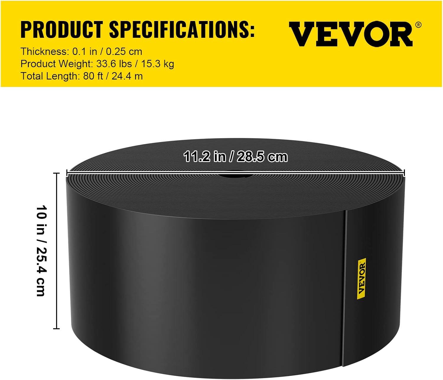imageVEVOR Landscape Edging 10 inch Depth 60 ft Total Length Recycled HDPE Coiled Terrace Board Flexible Bender Border for Landscaping Lawn Garden Yard Against Invading Weeds Black80 FT