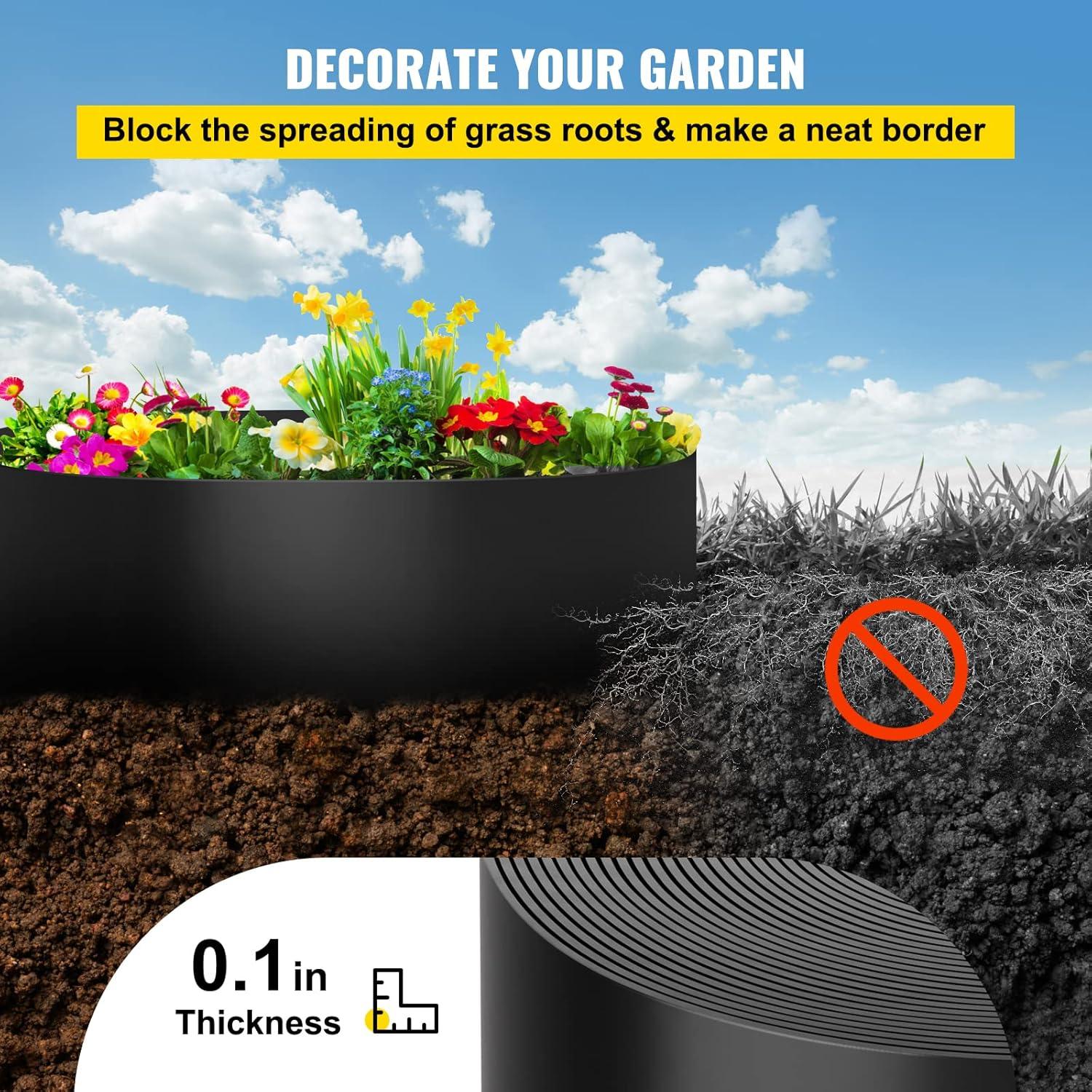 imageVEVOR Landscape Edging 10 inch Depth 60 ft Total Length Recycled HDPE Coiled Terrace Board Flexible Bender Border for Landscaping Lawn Garden Yard Against Invading Weeds Black40 FT