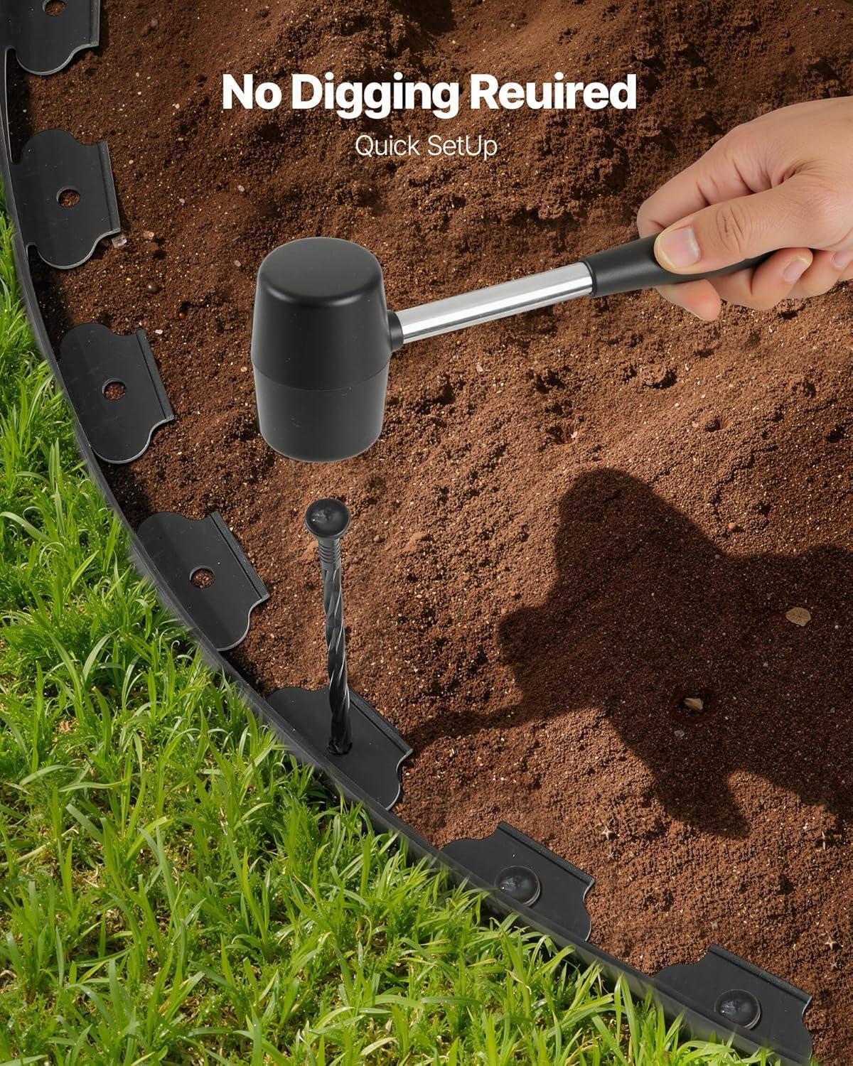 imageVEVOR Landscape Edging 66 ft x 4 in Plastic Garden Border Edging with 60 Spikes ampamp 2 Ground Stakes No Dig Flexible Lawn Edgings Roll UVResistant Mini Fence Borders for Flower Beds Yard Paver20ft2inLshaped